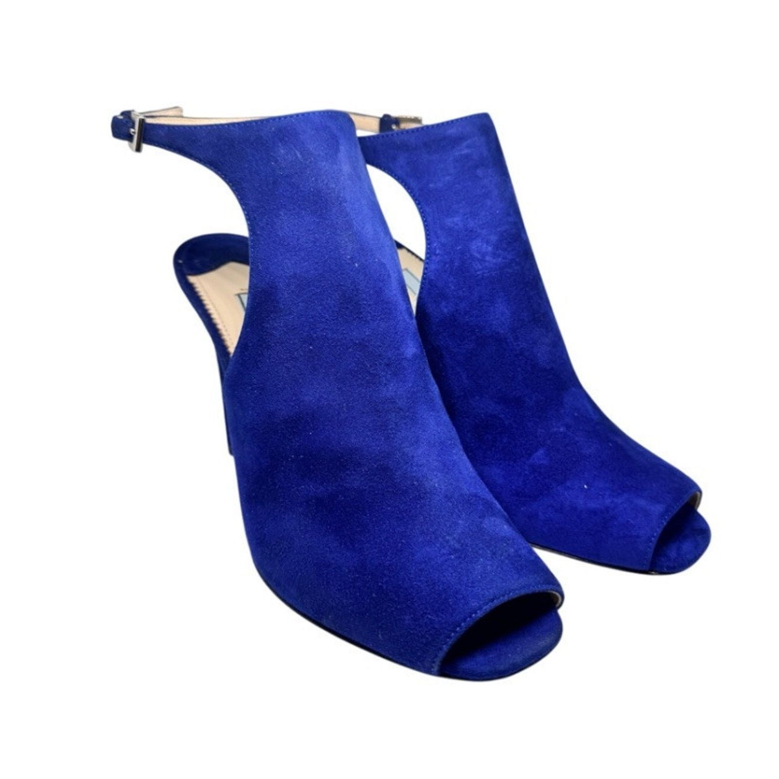 Miu Miu PRADA NAVY BLUE SUEDE MULE ANKLE HIGH HEEL SHOES 37 7 Size US 7 / IT 37 - 3 Thumbnail
