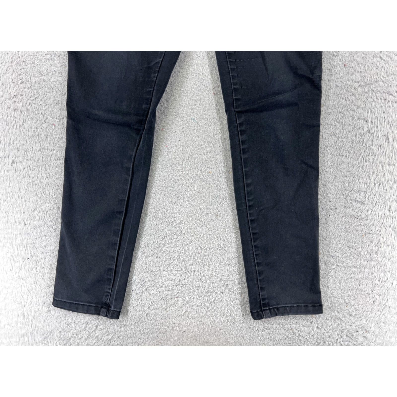 Vintage New York & Company Jeans Womens 8 Black Mid Rise 29x29 Skinny 5-Pocket Denim Cotton Blend Zipper Distressed 29 Inseam Regular Size 30" / US 8 / IT 44 - 2 Thumbnail
