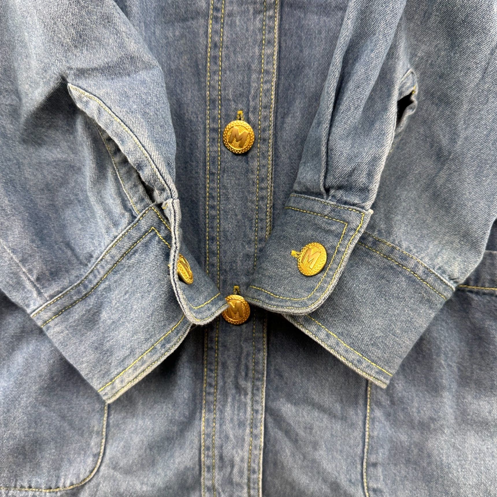 Bob Mackie VINTAGE Bob Mackie Coat Womens 1X Blue Denim Chore Barn Jacket Embroidered 90s Size XL / US 12-14 / IT 48-50 - 2 Thumbnail