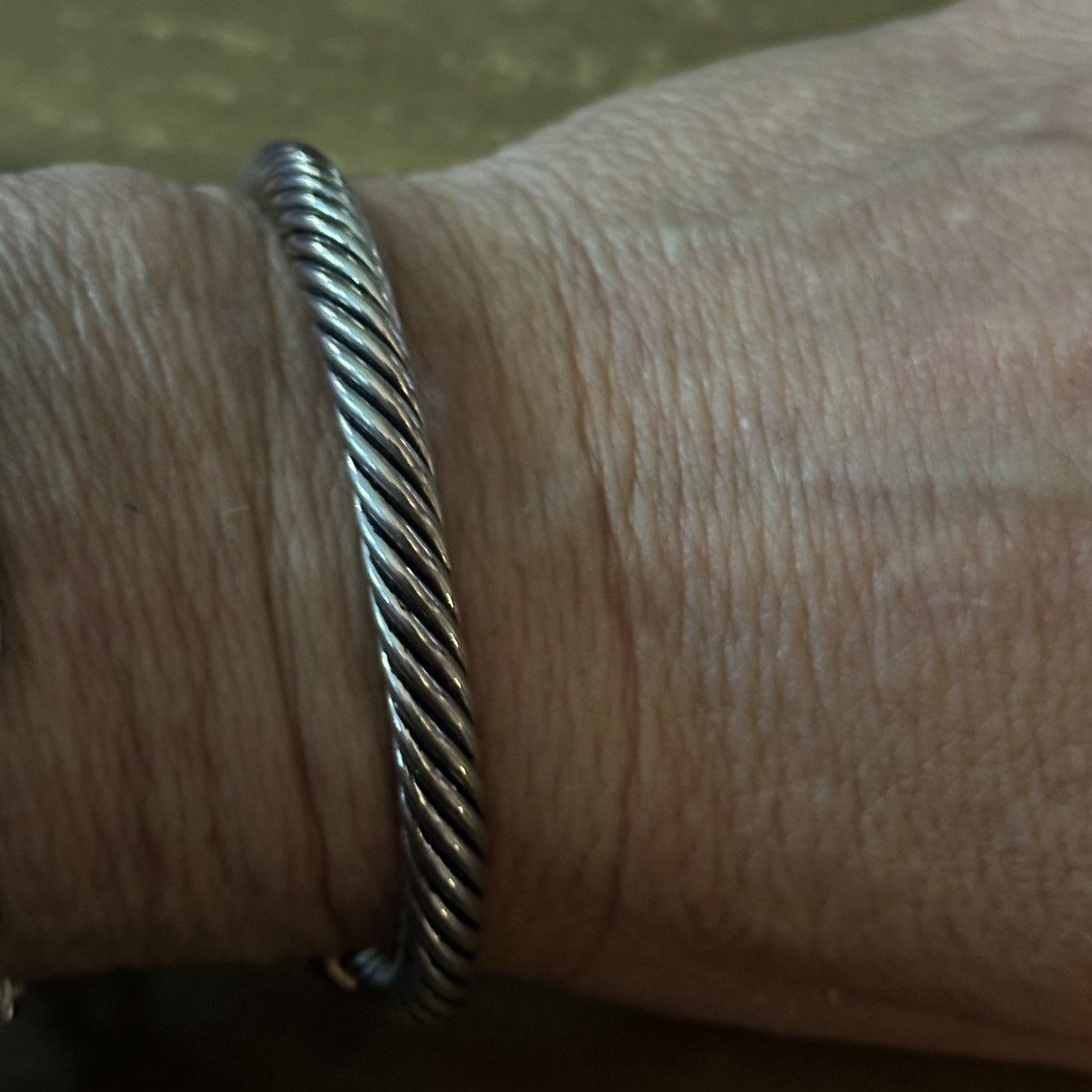 Other Silver tone twisted rope rhinestone cap cuff bangle bracelet Size ONE SIZE - 3 Thumbnail