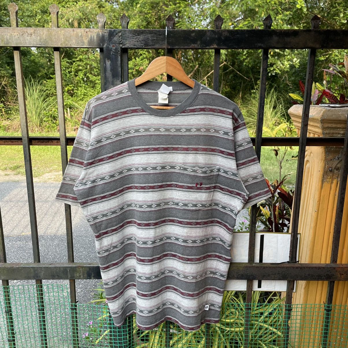 Hang Ten 🔥Vintage 90s Hang Ten Striped Native Pocket Tee Size US XL / EU 56 / 4 - 1 Thumbnail