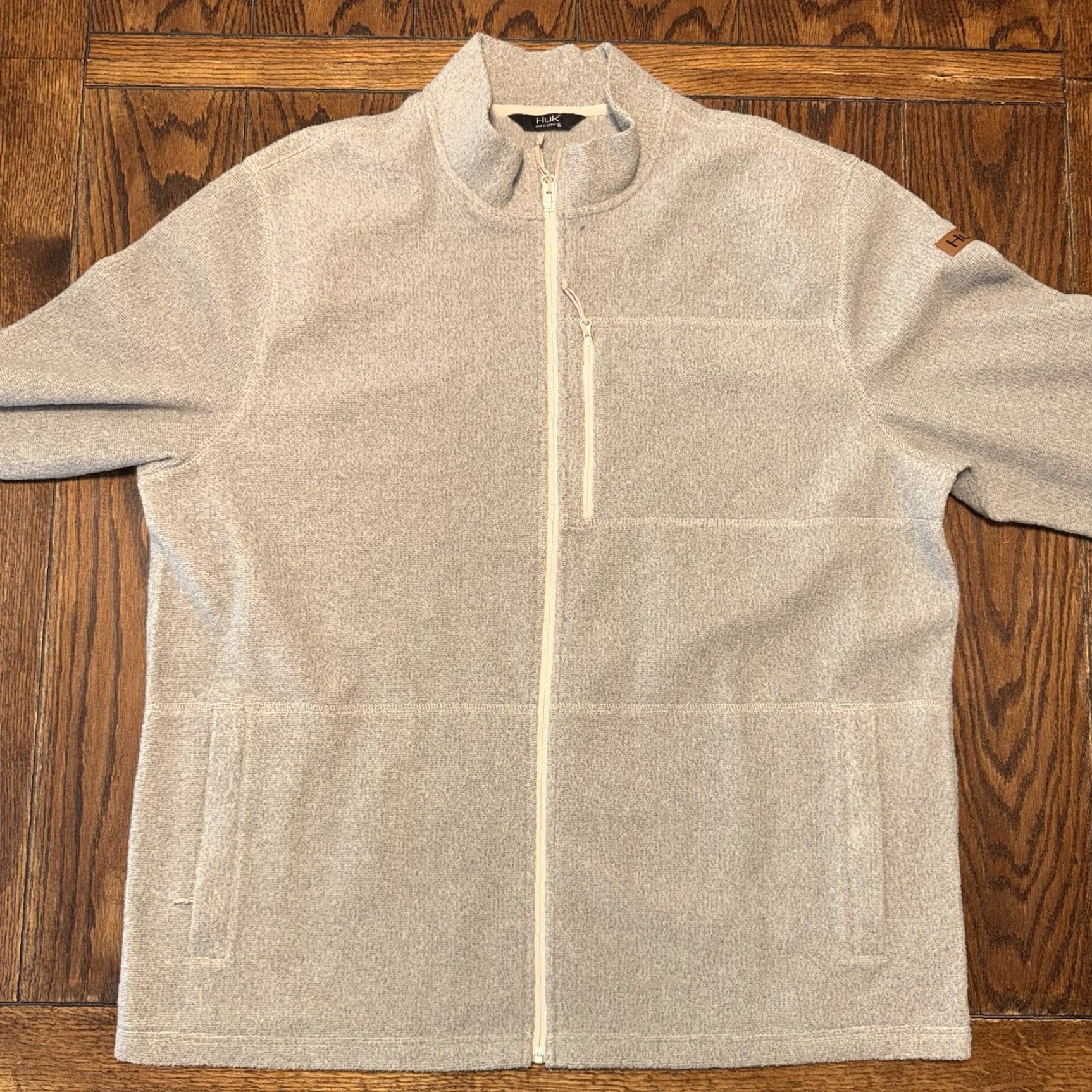 Vintage HUK Channel Alaska Full Zip Fleece Jacket XL Men’s Windbreaker Beige Gray Lightweight 3 Pockets Casual Regular Fit Mens Jacket Size US XL / EU 56 / 4 - 2 Thumbnail