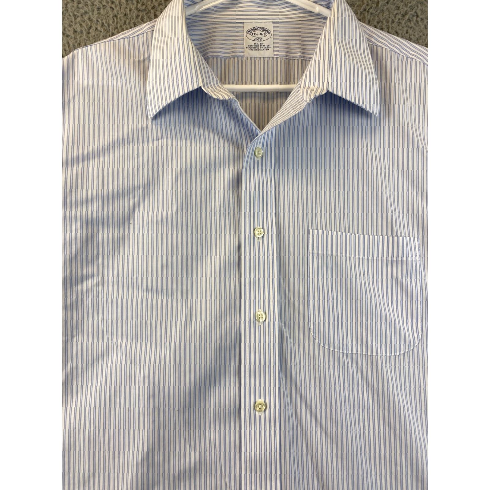Brooks Brothers BROOKS BROTHERS Shirt Men 17.5 4/5 Button-Down Collared Oxford Non-Iron White Stripes Casual Classic Preppy Mens 17.5 Regular Size Multicolor Size US XL / EU 56 / 4 - 4 Thumbnail