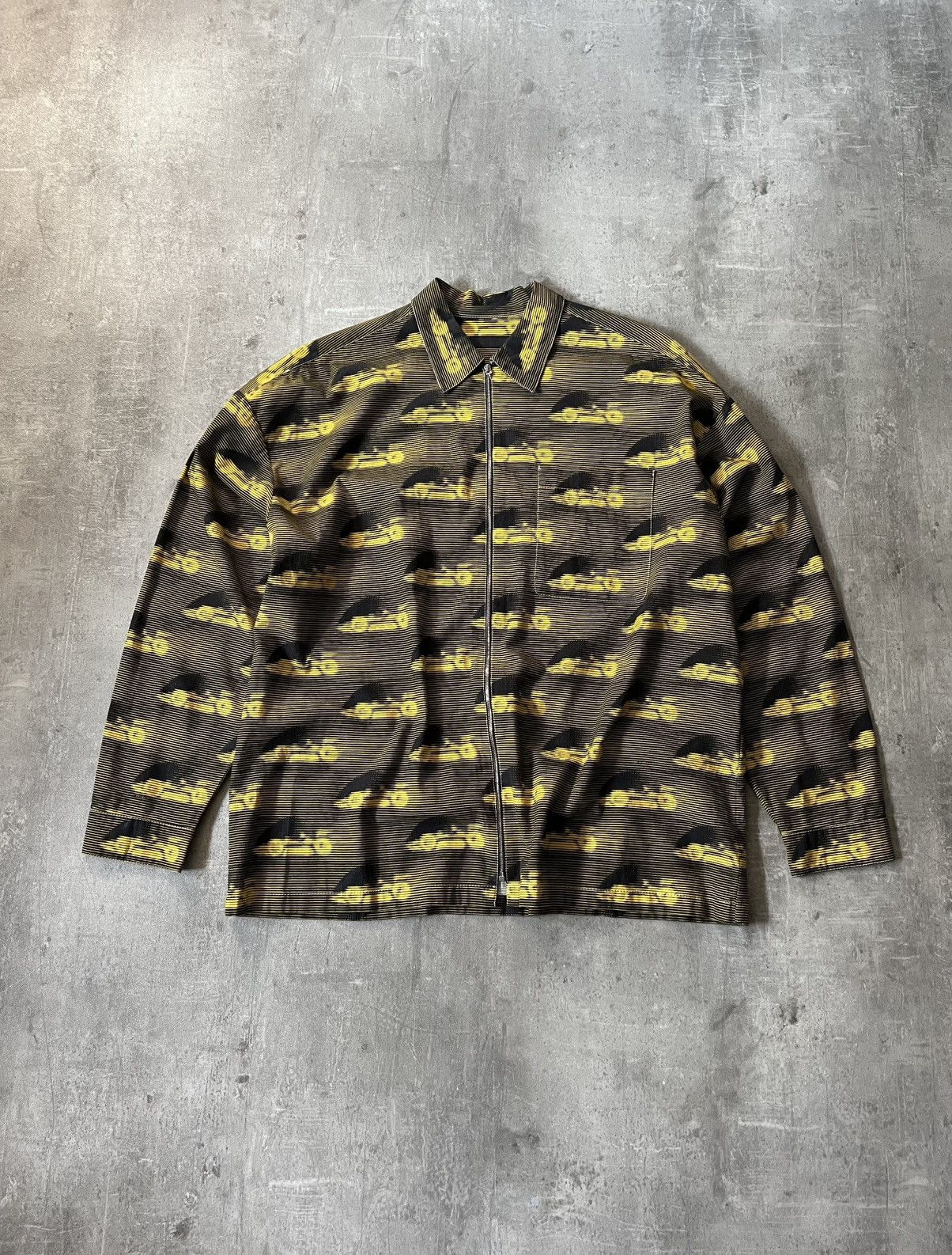 Prada S/S 15 racing all over zip jacket yellow black