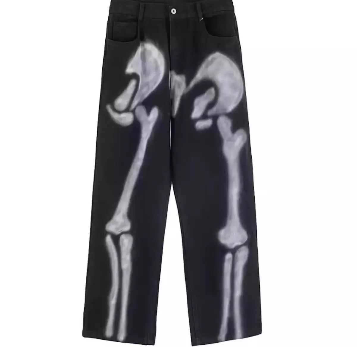 image of Vintage Skeleton Denim Jeans in Black, Men's (Size 32)