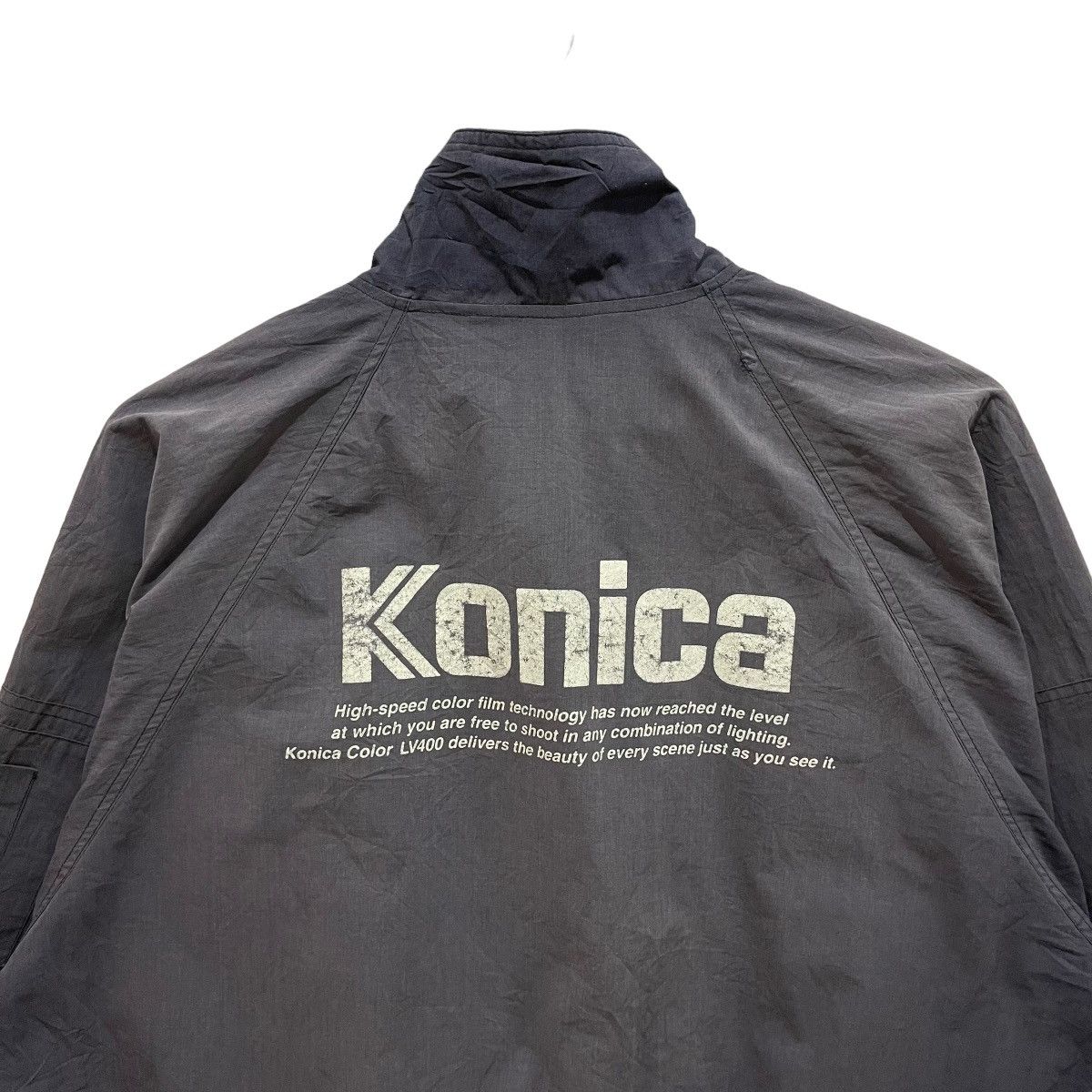 Japanese Brand × Vintage Vintage 80s Konica Spell Out Sunfaded Zipper Bomber Jacket Size US L / EU 52-54 / 3 - 9 Thumbnail