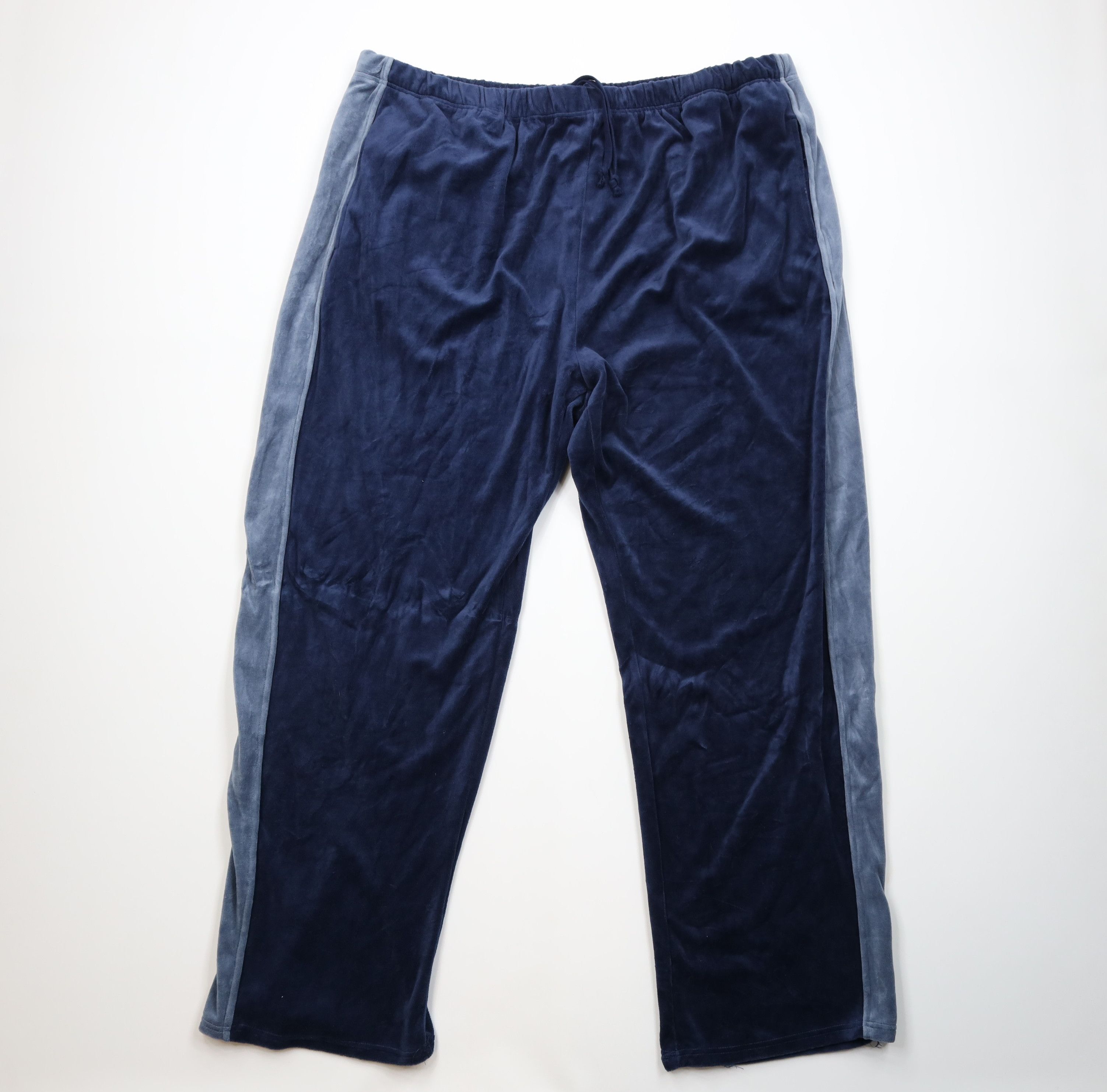 Vintage Vintage 90s Y2K Streetwear Block Wide Leg Velour Pants Blue Size US 44 / EU 60 - 1 Thumbnail