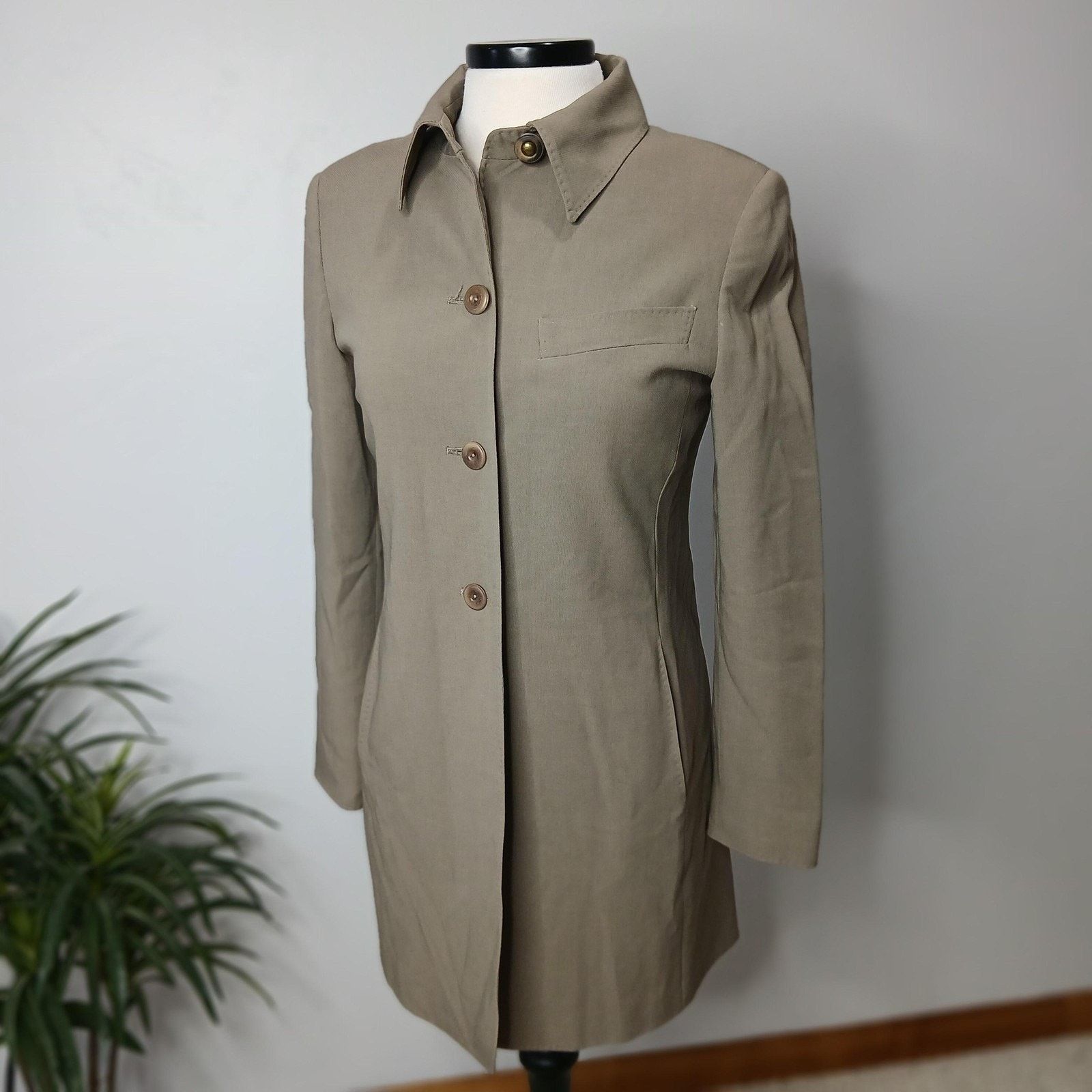 Max Mara MaxMara Coat Womens Small Taupe Beige Wool Blend Long Jacket Size S / US 4 / IT 40 - 1 Thumbnail