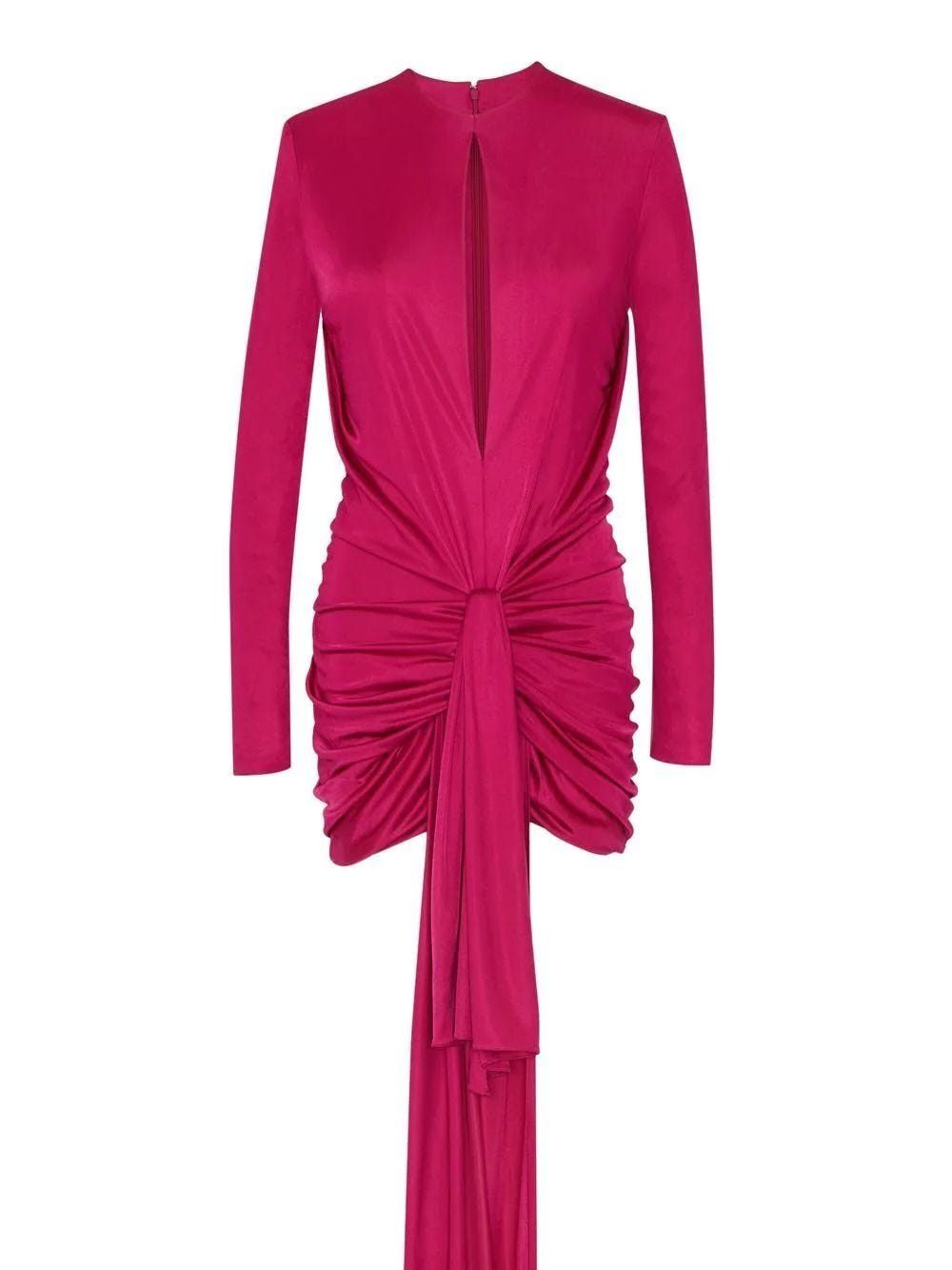 Saint Laurent Paris o1s1wg111024 Drape Mini Dress in Fuchsia Size M / US 6-8 / IT 42-44 - 3 Thumbnail