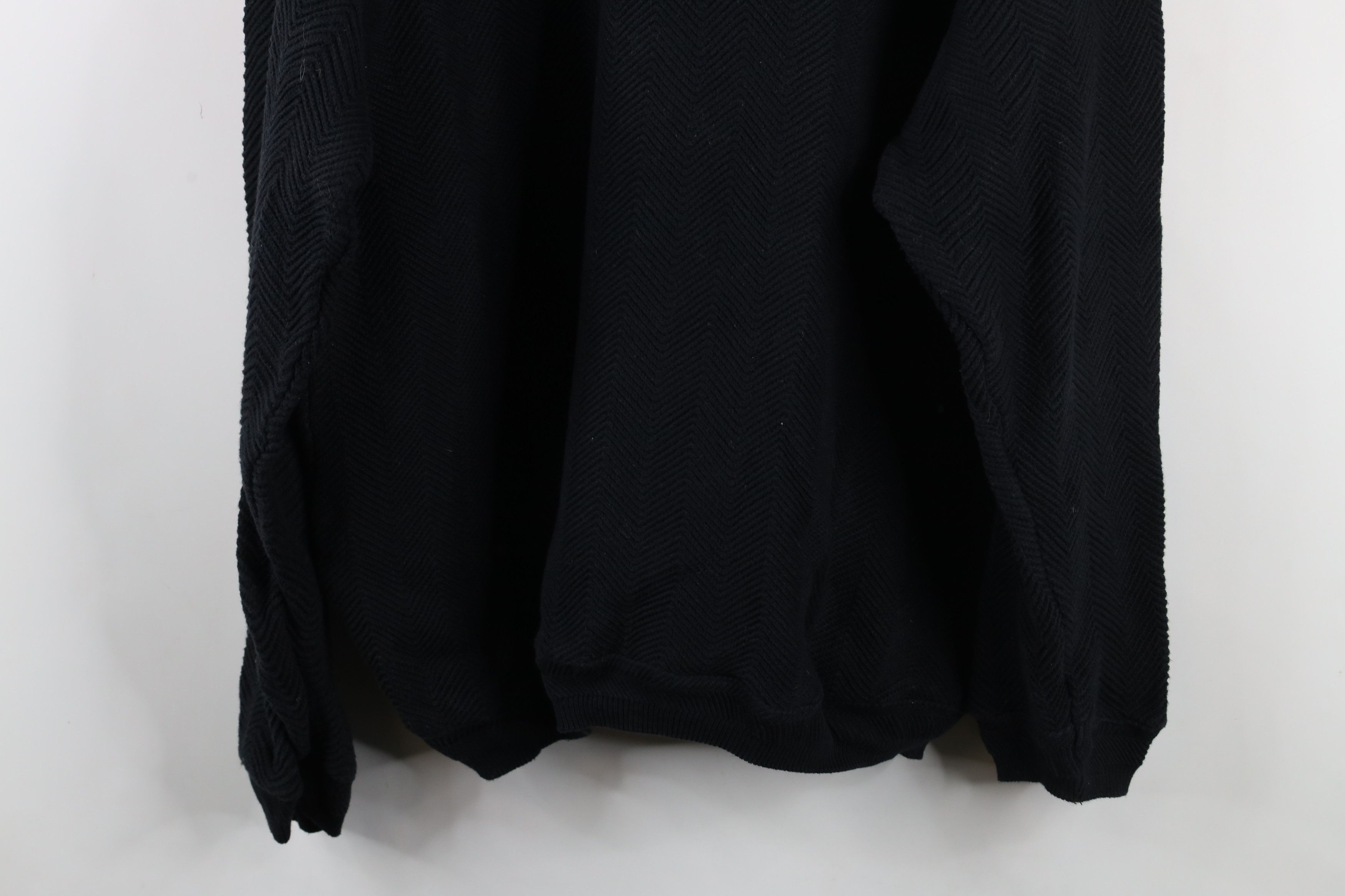 Vintage Vintage 90s Streetwear Cotton Herringbone Knit Sweater Black Size US XXL / EU 58 / 5 - 8 Thumbnail