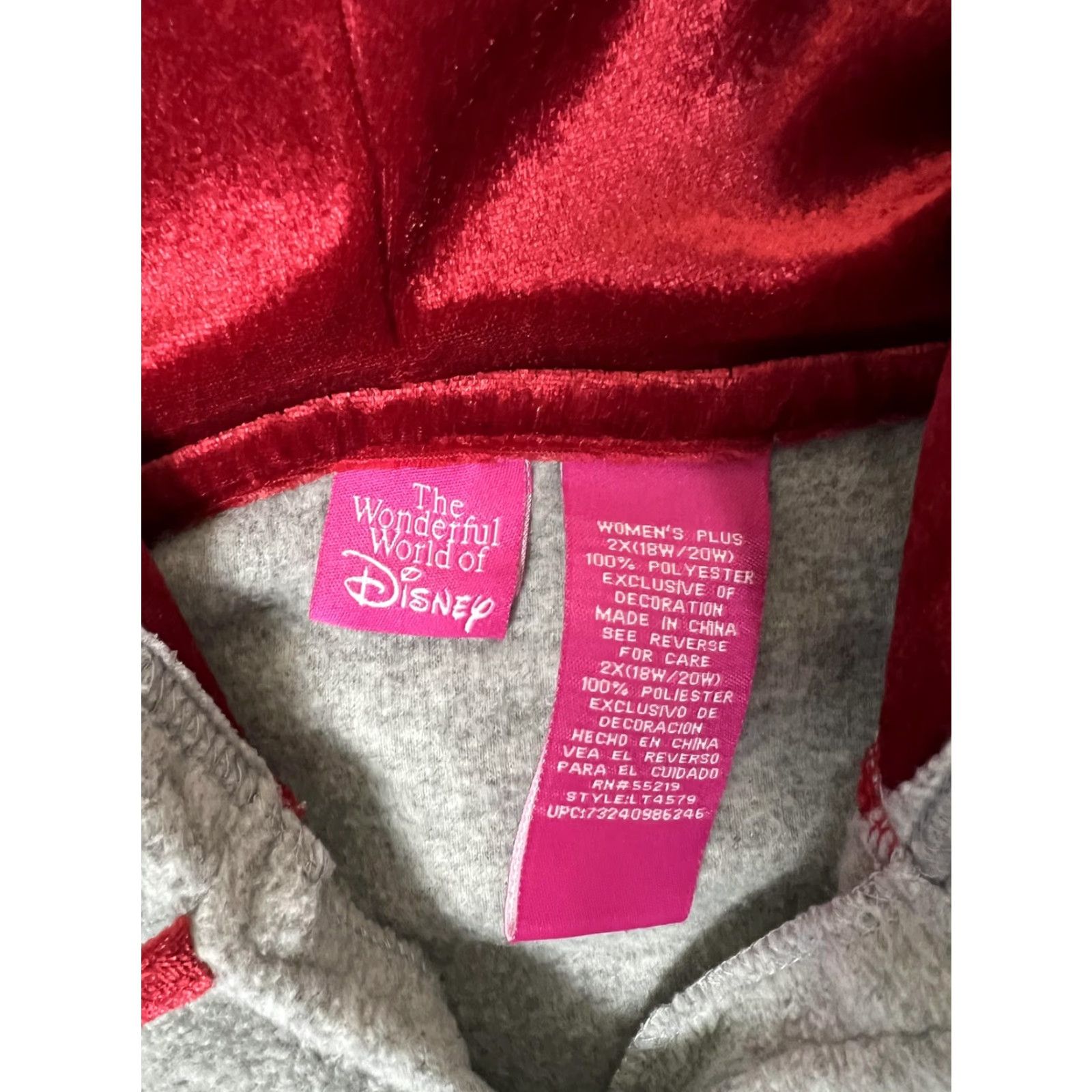 Vintage The Wonderful World of Disney Fleece Hoodie Sweatshirt Womens 2X Mickey Mouse Grau Heather Gray Embroidered Logo Pullover Casual N/A Size XXL / US 16-18 / IT 52-54 - 3 Thumbnail