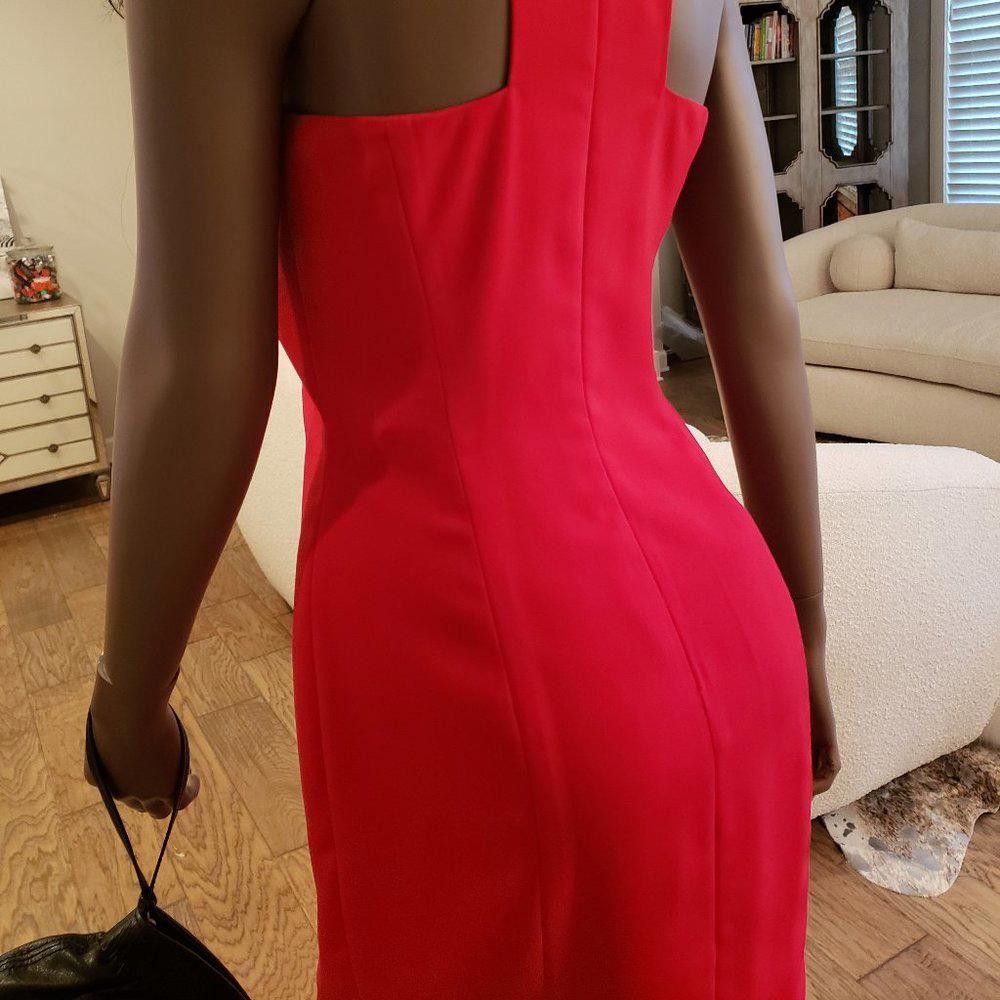 Designer NWT JAYGodfrey Red Sheath Dress w/Asymmetrical Hem Size M / US 6-8 / IT 42-44 - 9 Thumbnail