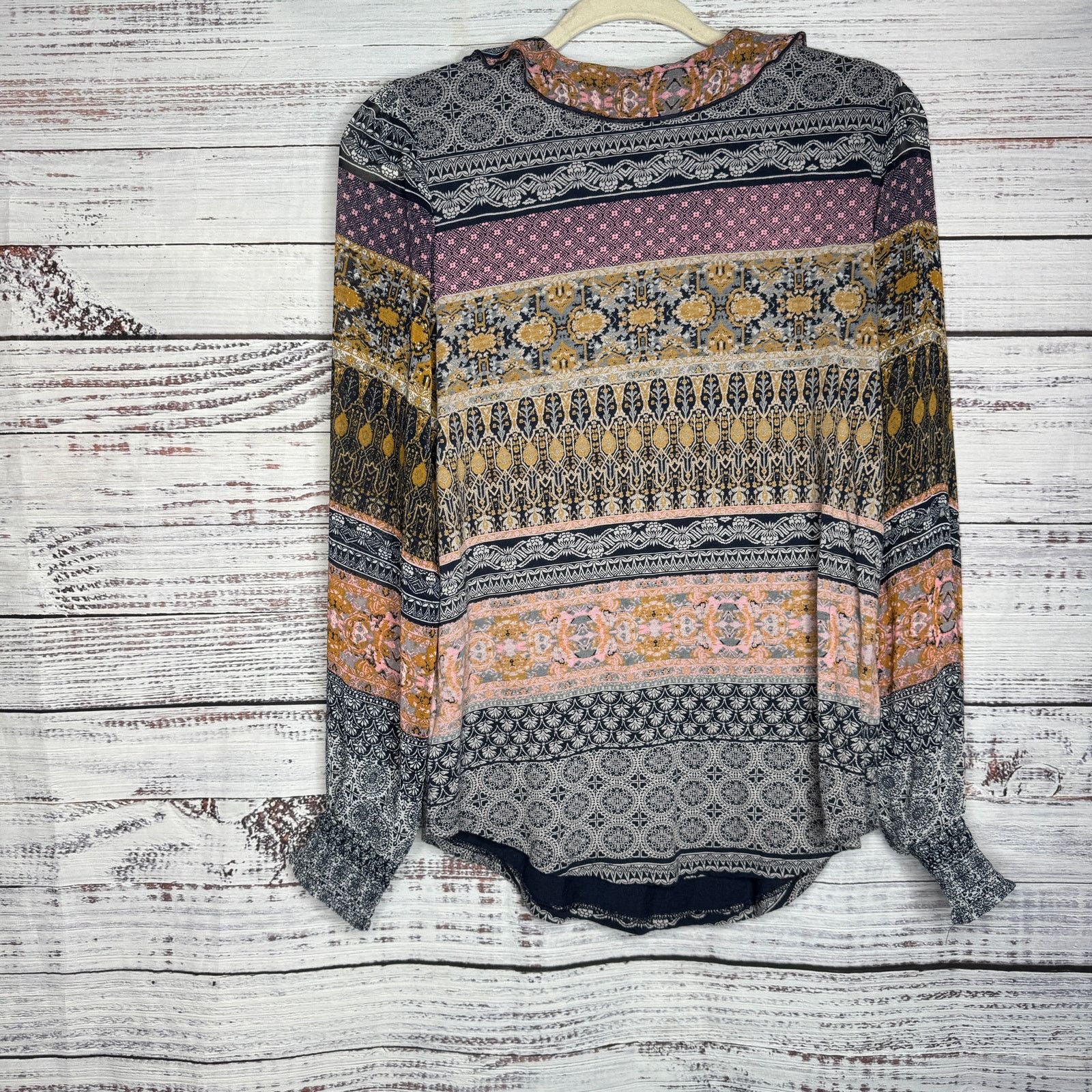 Lucky Brand Lucky Brand Boho Western Long Sleeve Printed Blouse Med Size M / US 6-8 / IT 42-44 - 3 Thumbnail
