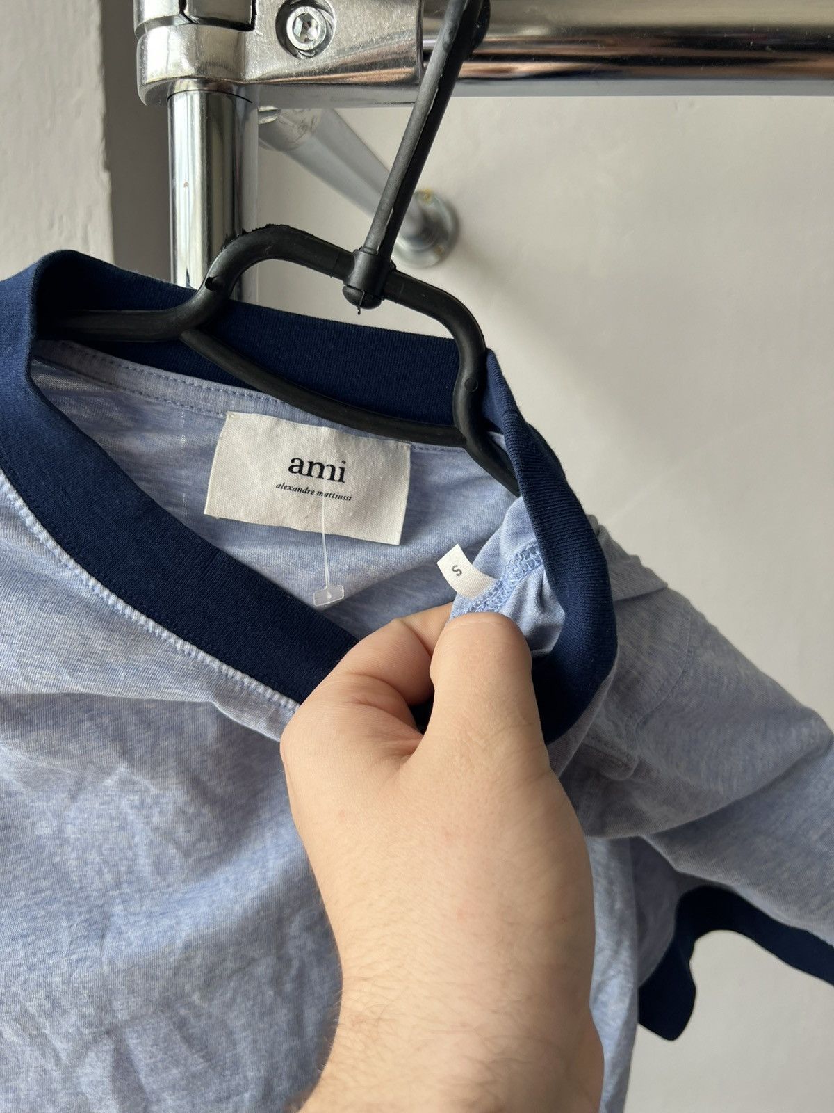 AMI AMI PARIS BY ALEXANDRE MATTIUSSI MENS SOLID BLUE T SHIRT Size US S / EU 44-46 / 1 - 9 Thumbnail
