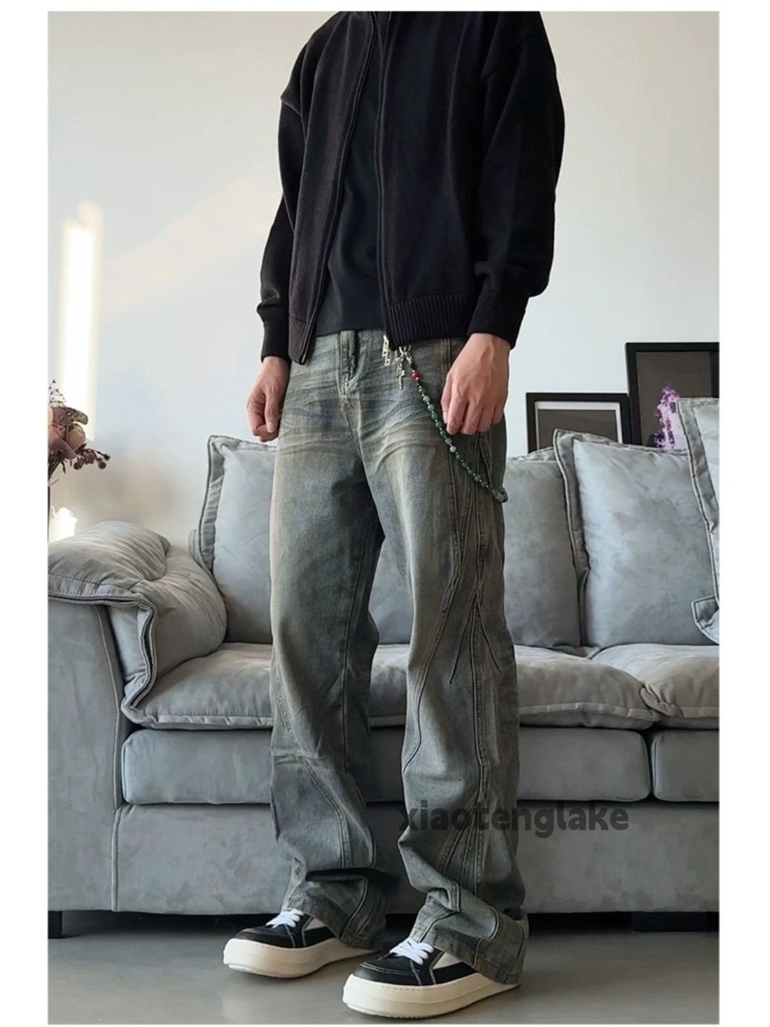 Jean × Vintage washed faded patchwork yuppie stain punk grunge jeans Size US 32 / EU 48 - 5 Thumbnail