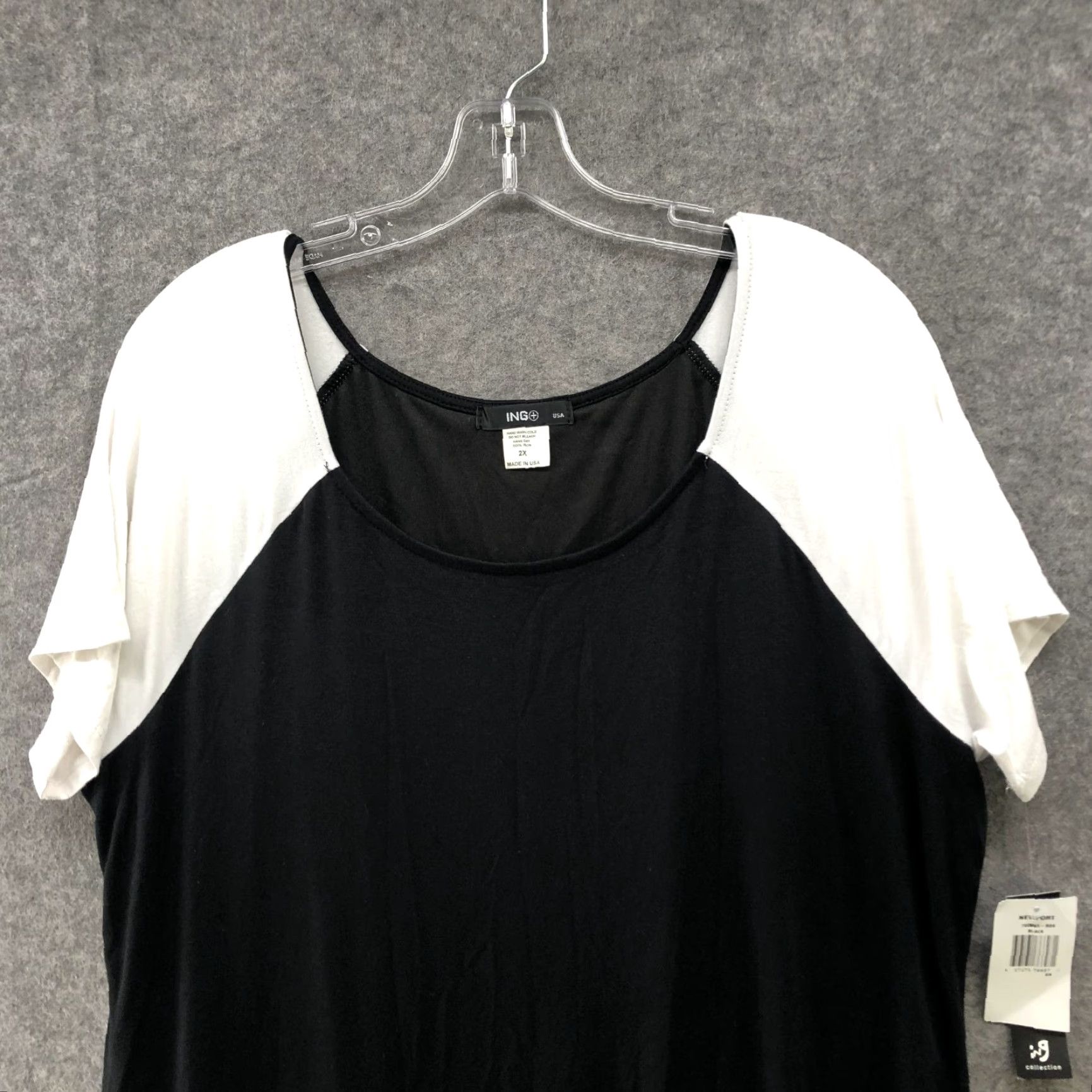 Vintage NWT Macy's ING Plus T Shirt Dress Womens 2X Black Short Sleeve Jersey Knit Midi Dress Size XXL / US 16-18 / IT 52-54 - 3 Thumbnail