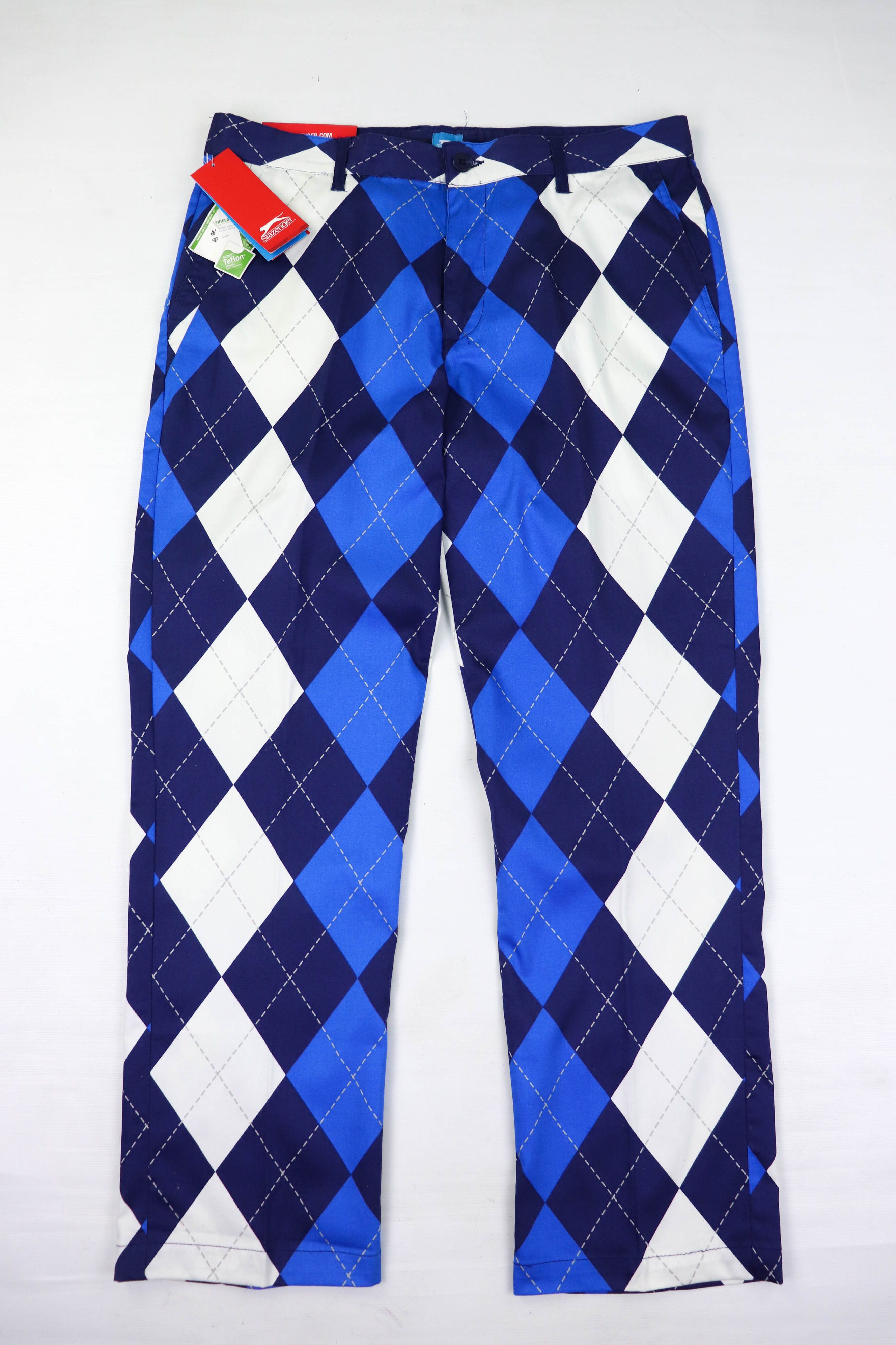 Other NWT Slazenger Funky Golf Navy Royal Checkered Trousers Pants Size US 34 / EU 50 - 1 Thumbnail