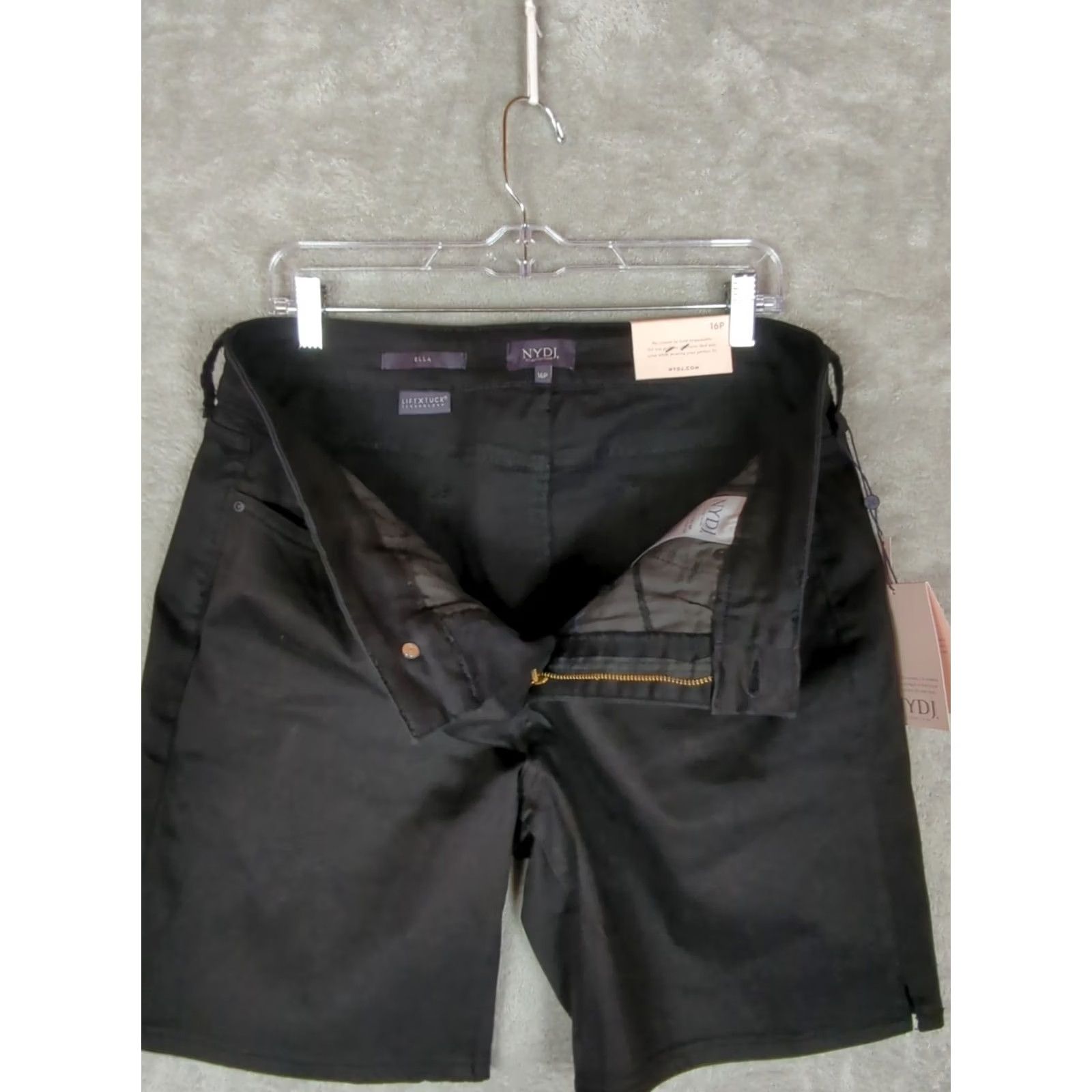 NYDJ NYDJ Bermuda Shorts 16P Black Ella Denim Zip Side Slits 5-Pocket Women’s Comfort Size 38" / US 16 / IT 52 - 3 Thumbnail