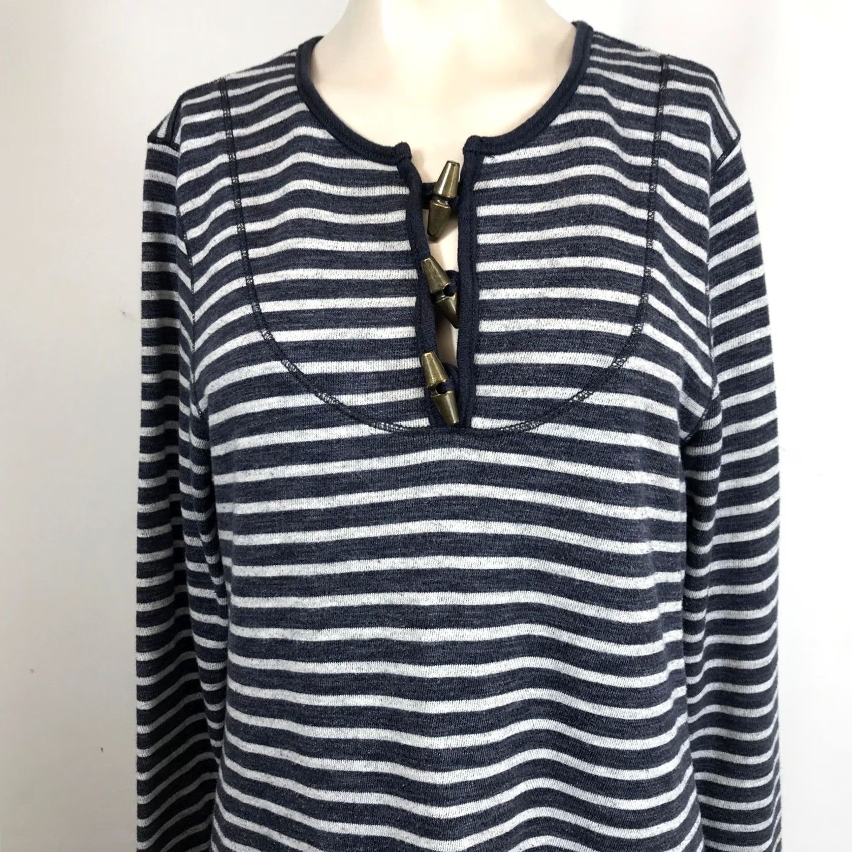 CO VINTAGE LRL Ralph Lauren Jeans Co Striped Long Sleeve Henley Dress Size L Size L / US 10 / IT 46 - 2 Thumbnail