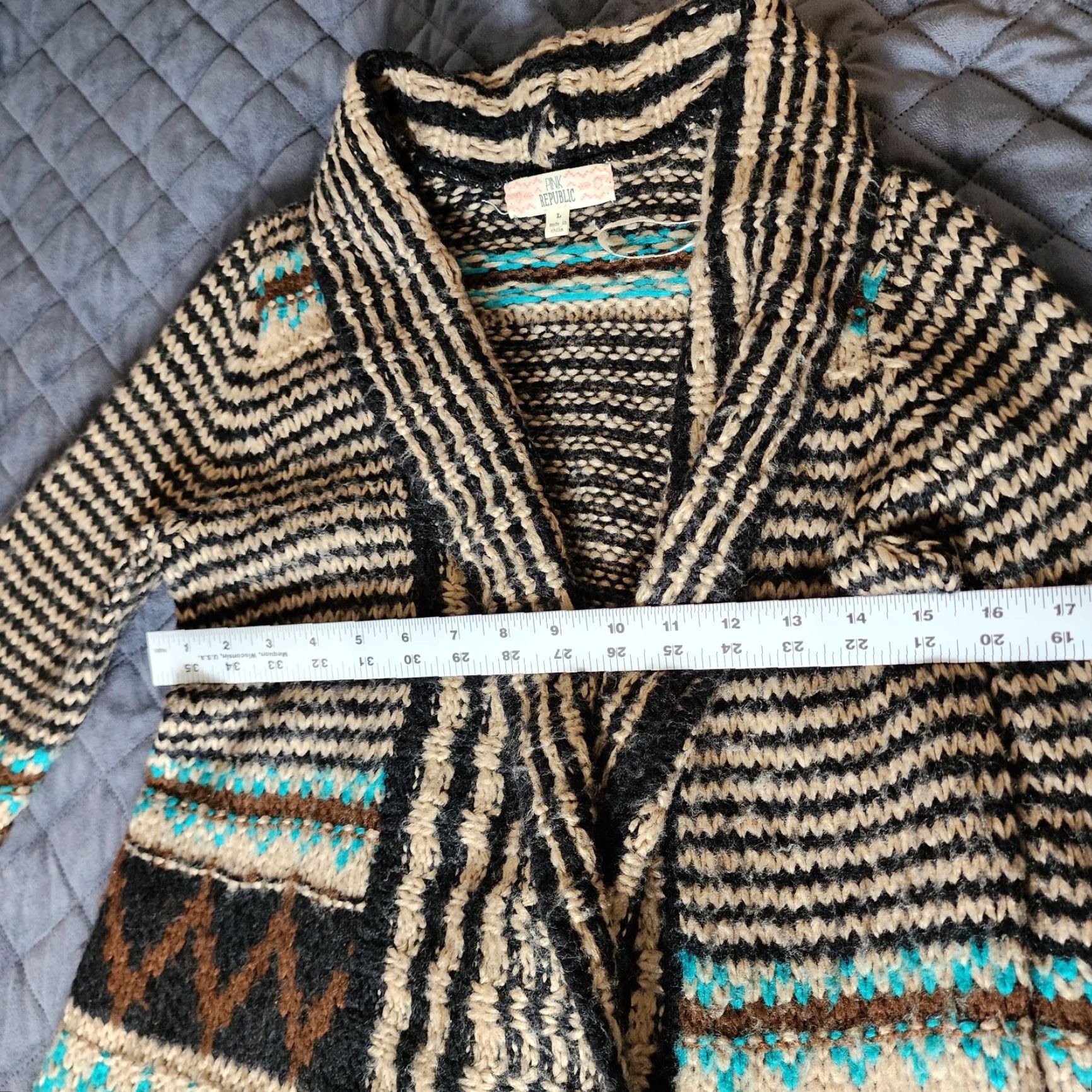 Vintage PINK REPUBLIC Womens Large Brown Open-Knit Cardigan Sweater Size L / US 10 / IT 46 - 6 Thumbnail