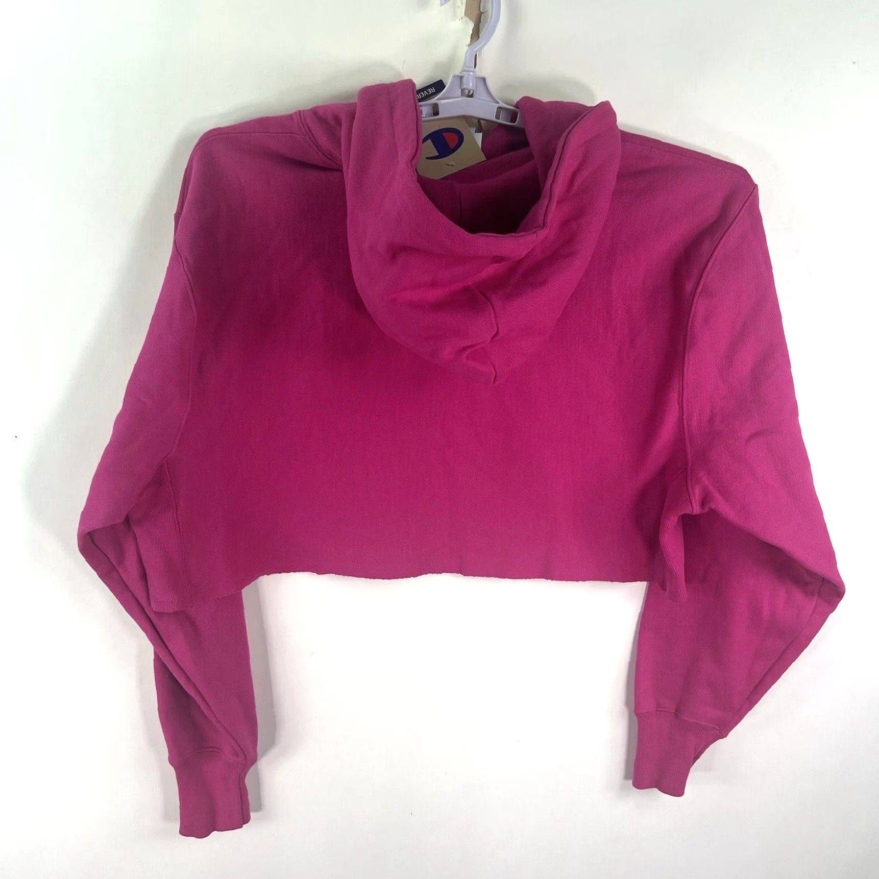 Champion Champion Reverse Weave Hoodie Womens L Pink Spell Out Cropped Pullover Sweatshirt Size L / US 10 / IT 46 - 6 Thumbnail