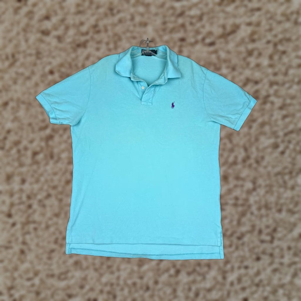 Ralph Lauren VINTAGE Ralph Lauren Polo Shirt Men Large Blue 100% Cotton Short Sleeve Golfer Classic Golf Polo Shirt Mens Size US L / EU 52-54 / 3 - 1 Thumbnail