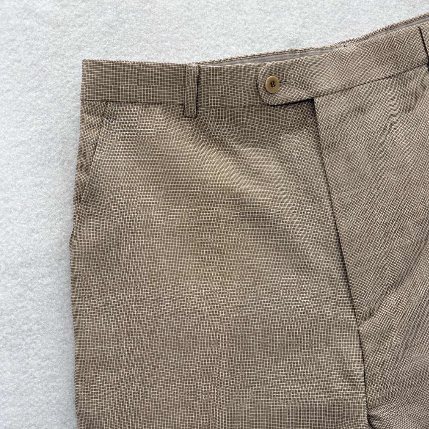 Zanella VINTAGE Zanella Dress Pants Mens 36 Short Brown Micro Check Flat Front Trousers Slacks Size US 36 / EU 52 - 3 Thumbnail