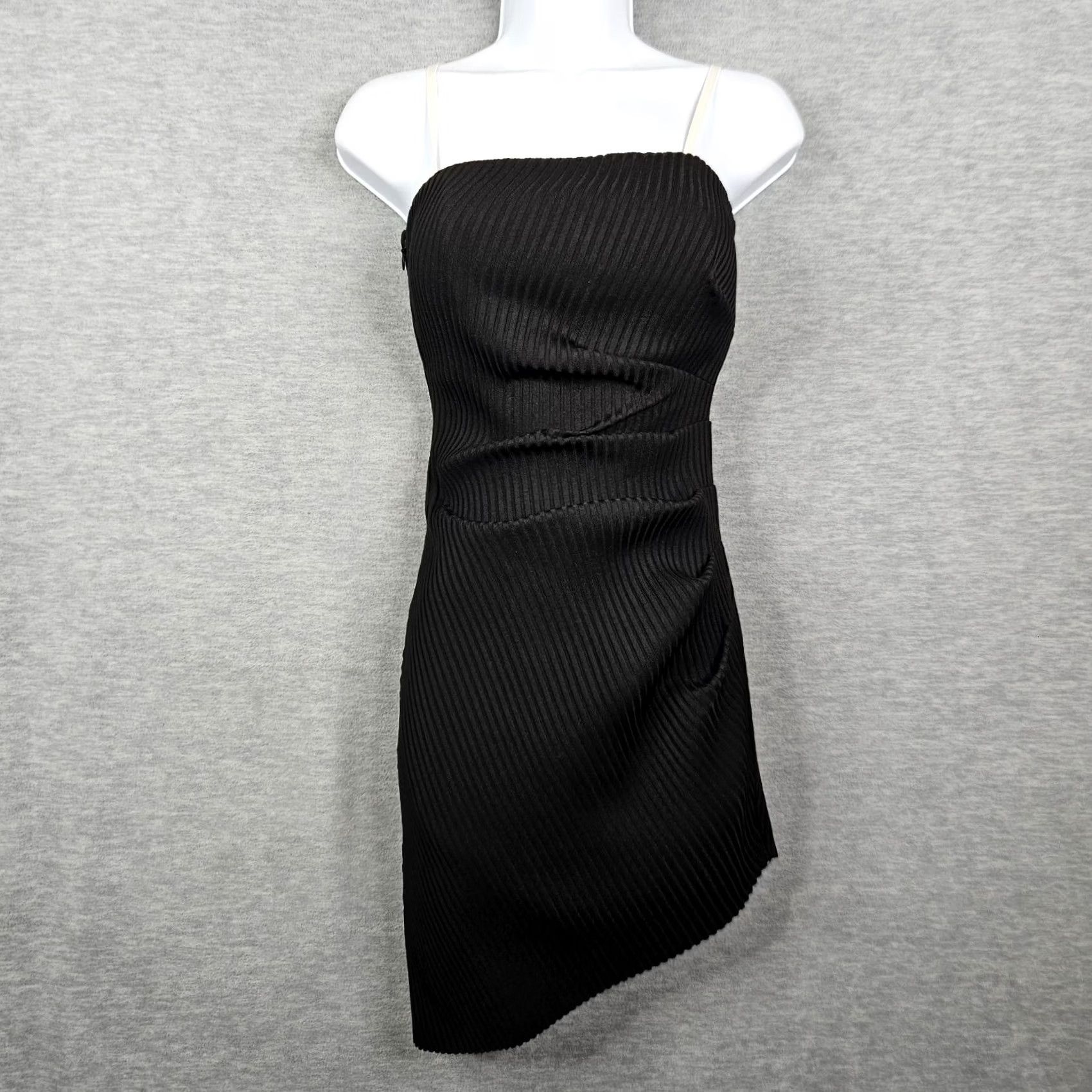 NBD NBD Women's XS Black Ribbed Asymmetric Hem Mini Off the Shoulder Dress Size XS / US 0-2 / IT 36-38 - 2 Thumbnail