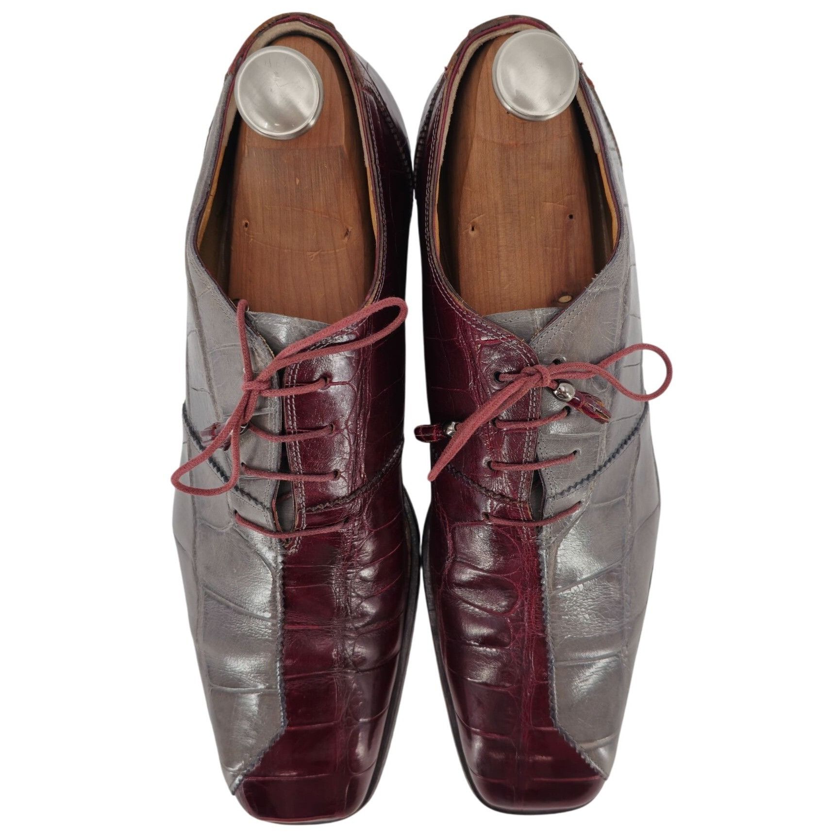 Mauri Vintage Mauri Exotic Alligator Burgundy Gray Dress Shoes 13M Size US 13 / EU 46 - 6 Thumbnail