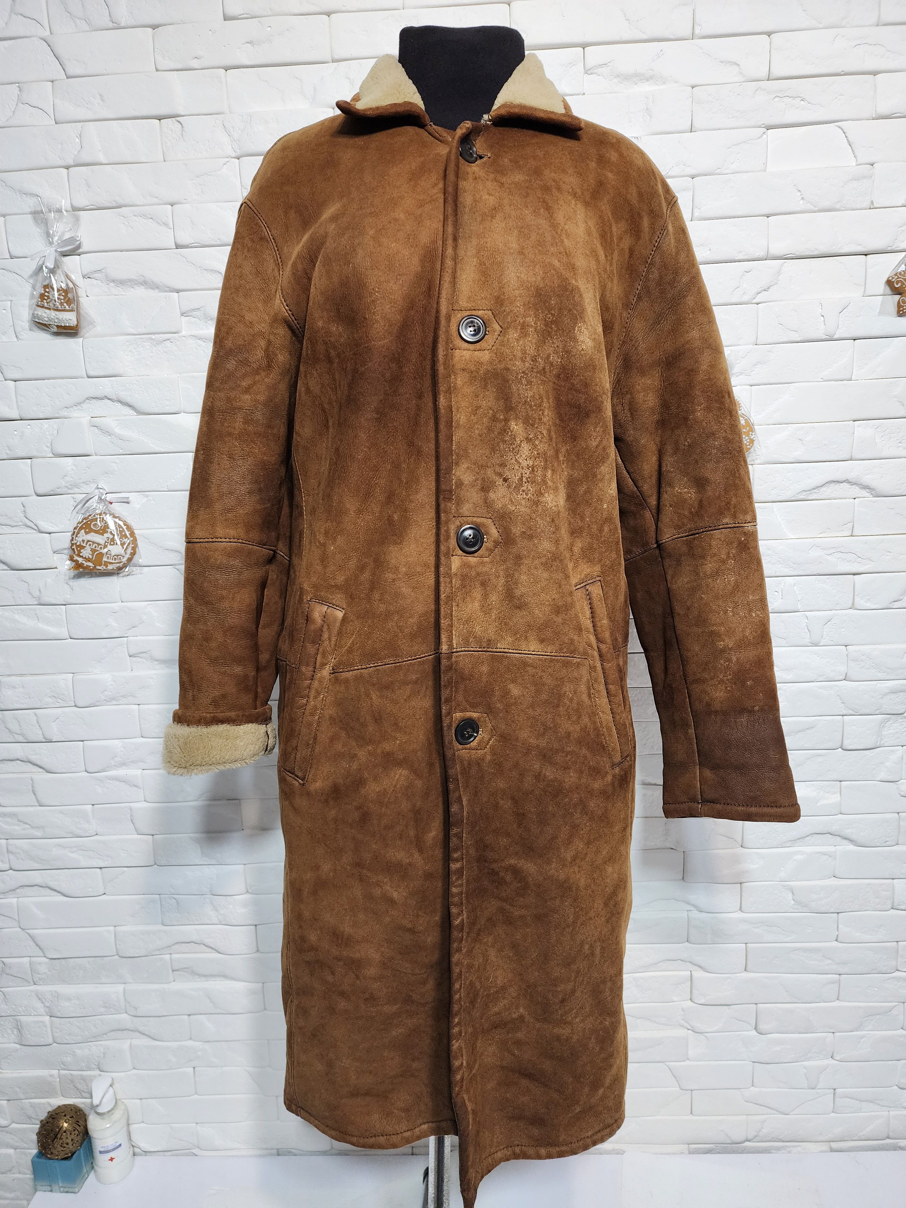 Furla Brown Sheepskin Coat: Genuine Fur, Button-Down Size US L / EU 52-54 / 3 - 1 Thumbnail