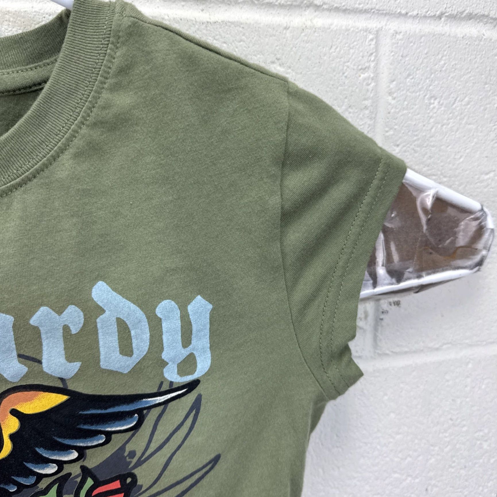 Ed Hardy VINTAGE Ed Hardy Eagle Tattoo Graphic Y2K Army Green Don Ed Hardy Women’s Small T-Shirt Cropped Short Sleeve Slim Fit Crew Neck Size S / US 4 / IT 40 - 6 Thumbnail