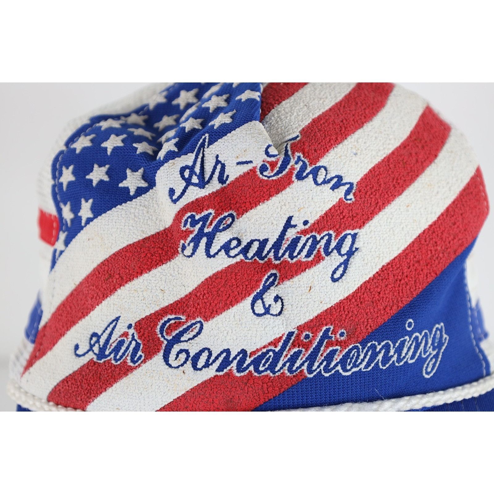 Vintage 70s 80s 3 Stripes Heating AC Flag Trucker Hat