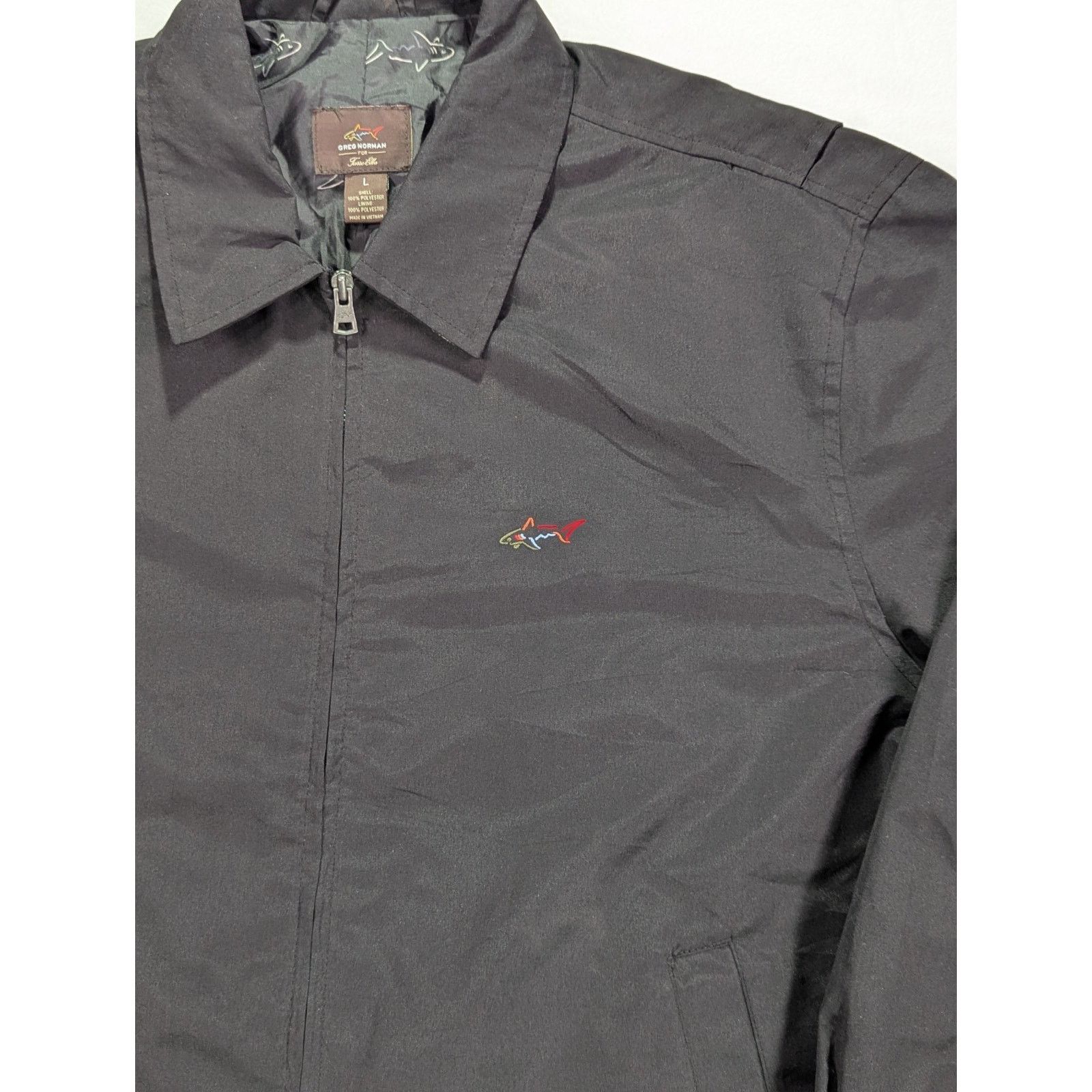 Greg Norman Sz Large Black Light Weight Golf Jacket Vintage EUC Size US L / EU 52-54 / 3 - 6 Thumbnail