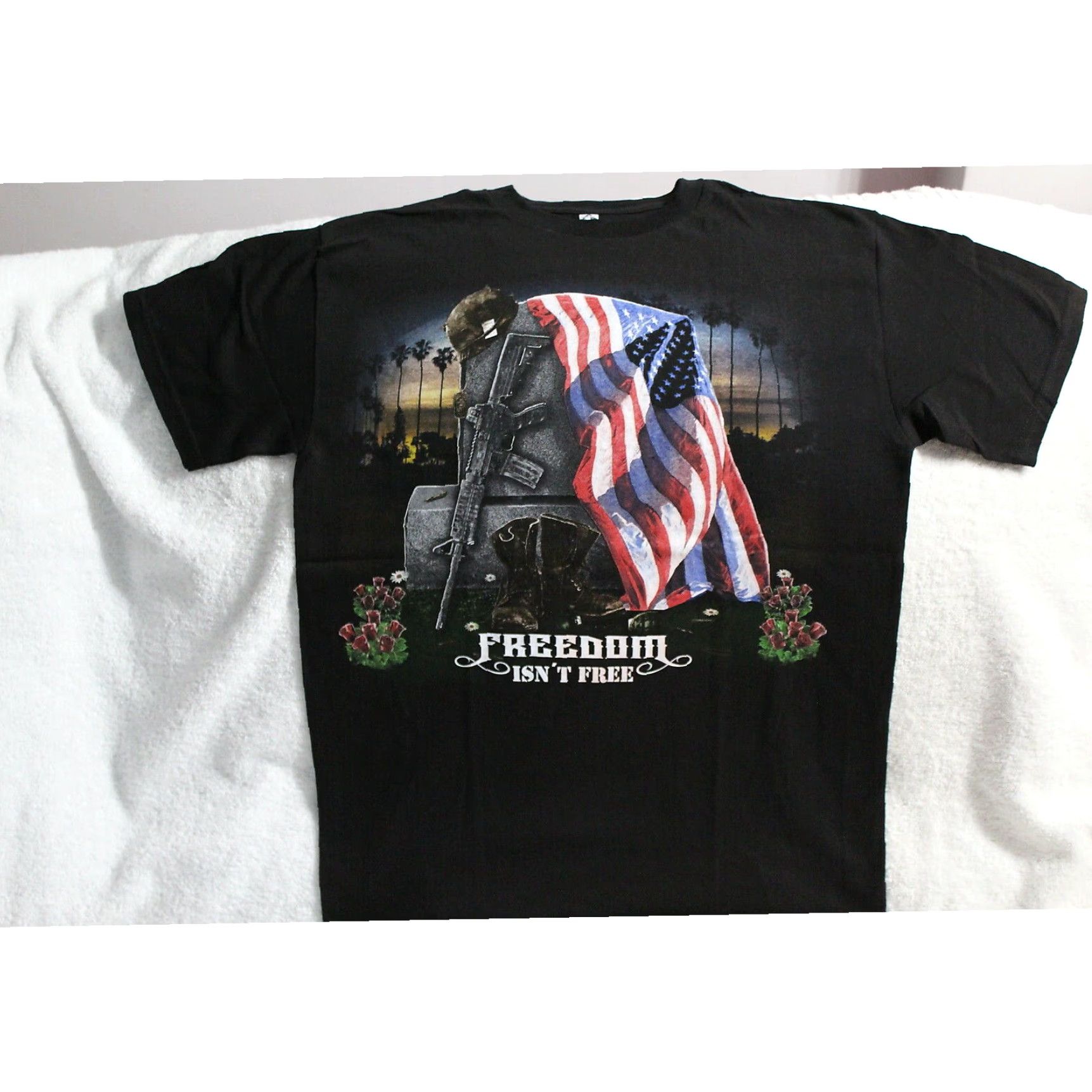 Vintage American Flag Military T-Shirt Men's Black ALSTYLE Graphic Tee Size US L / EU 52-54 / 3 - 1 Thumbnail