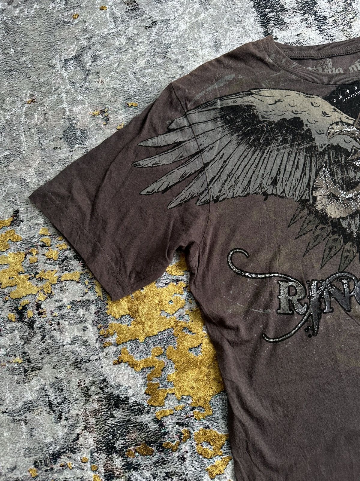 Japanese Brand AFFLICTION STYLE JAPANESE RING OF FIRE WING CROSS TSHIRT Size US M / EU 48-50 / 2 - 3 Thumbnail