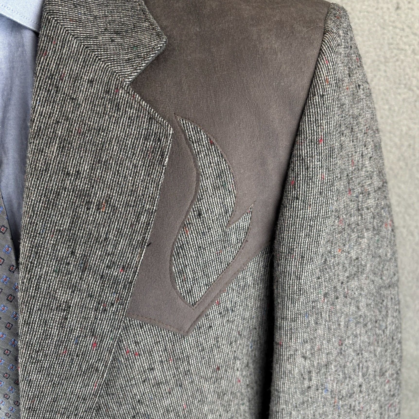 YOKE VINTAGE Circle S Mens Western Blazer 44L Gray Tweed Rockabilly Cowboy Jacket Size 44R - 4 Thumbnail