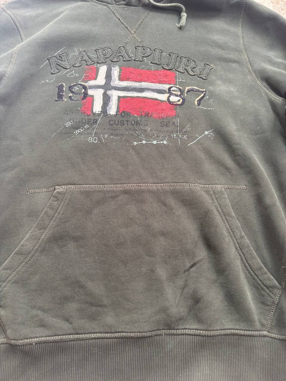 Napapijri Vintage Napapijri Graphic Logo Hoodie Dark Green XL Size US XL / EU 56 / 4 - 4 Thumbnail
