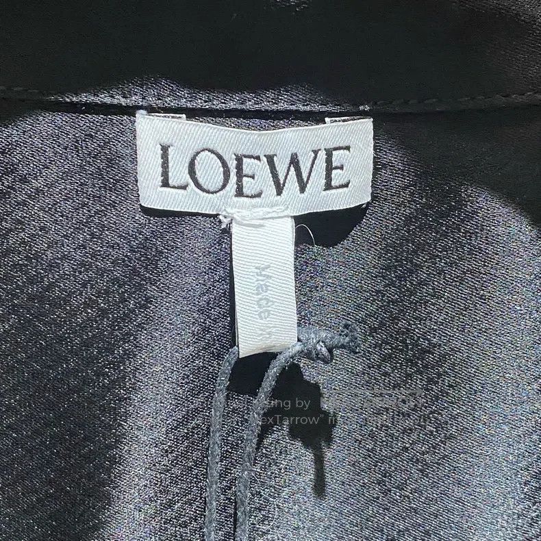 Loewe Black Satin Embroidered Logo Shirt
