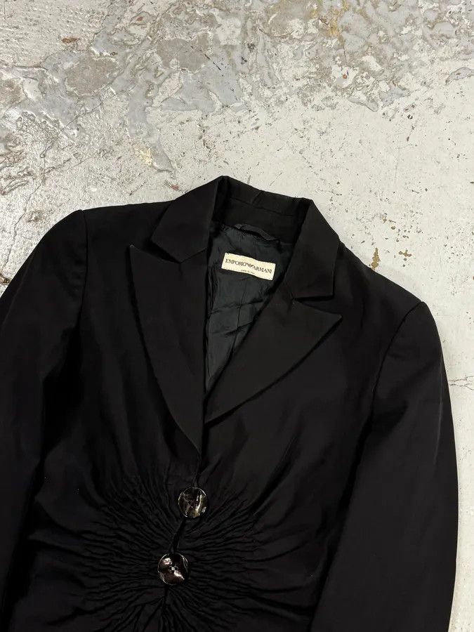 Emporio Armani SS2006 Emporio Armani Black Ruched Wool Blazer Jacket Size S / US 4 / IT 40 - 9 Thumbnail