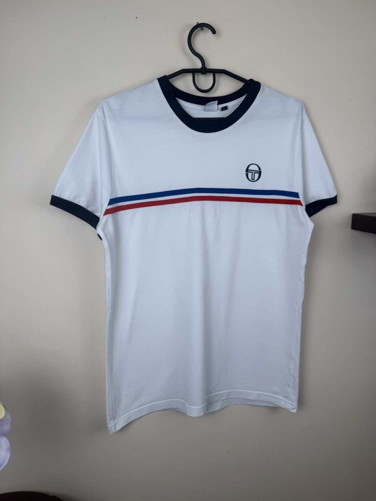 Sergio Tacchini Sergio Tacchini Mens M Whiw Blue T-Shirt Red Logo Athletic Size US M / EU 48-50 / 2 - 5 Thumbnail