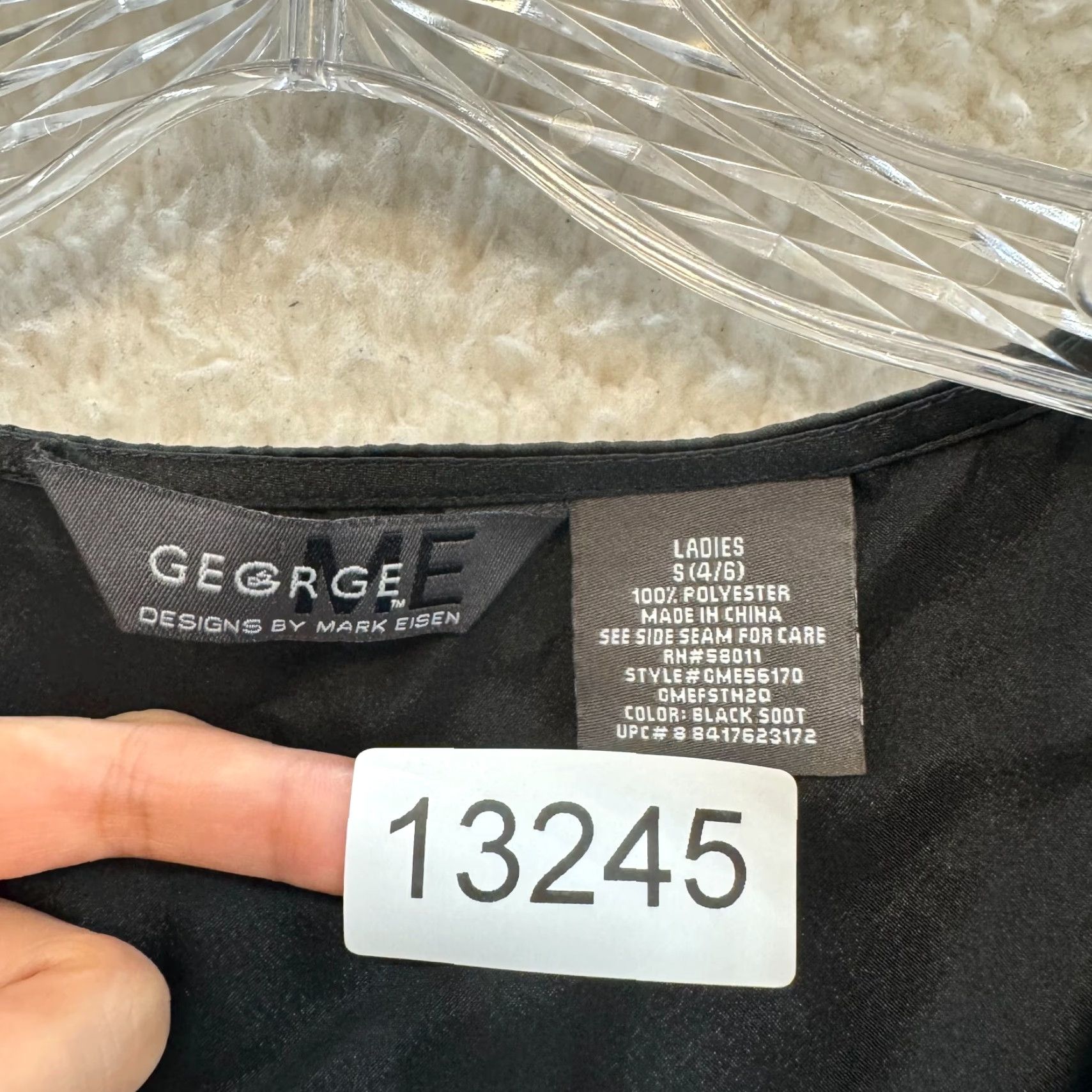 George VINTAGE Y2K Top Medium Black Satin Sequin Goth Fairy Cocktail Office Shirt Womens M Size M / US 6-8 / IT 42-44 - 8 Thumbnail