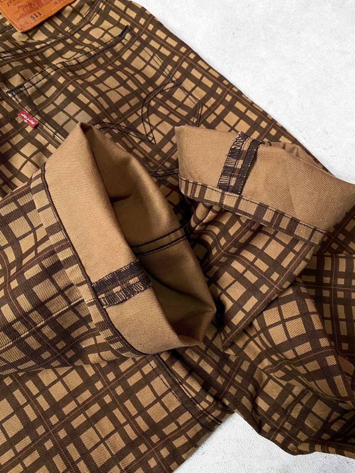 Levi's Vintage Levis Plaid Checkered Brown Jeans Size US 34 / EU 50 - 6 Thumbnail