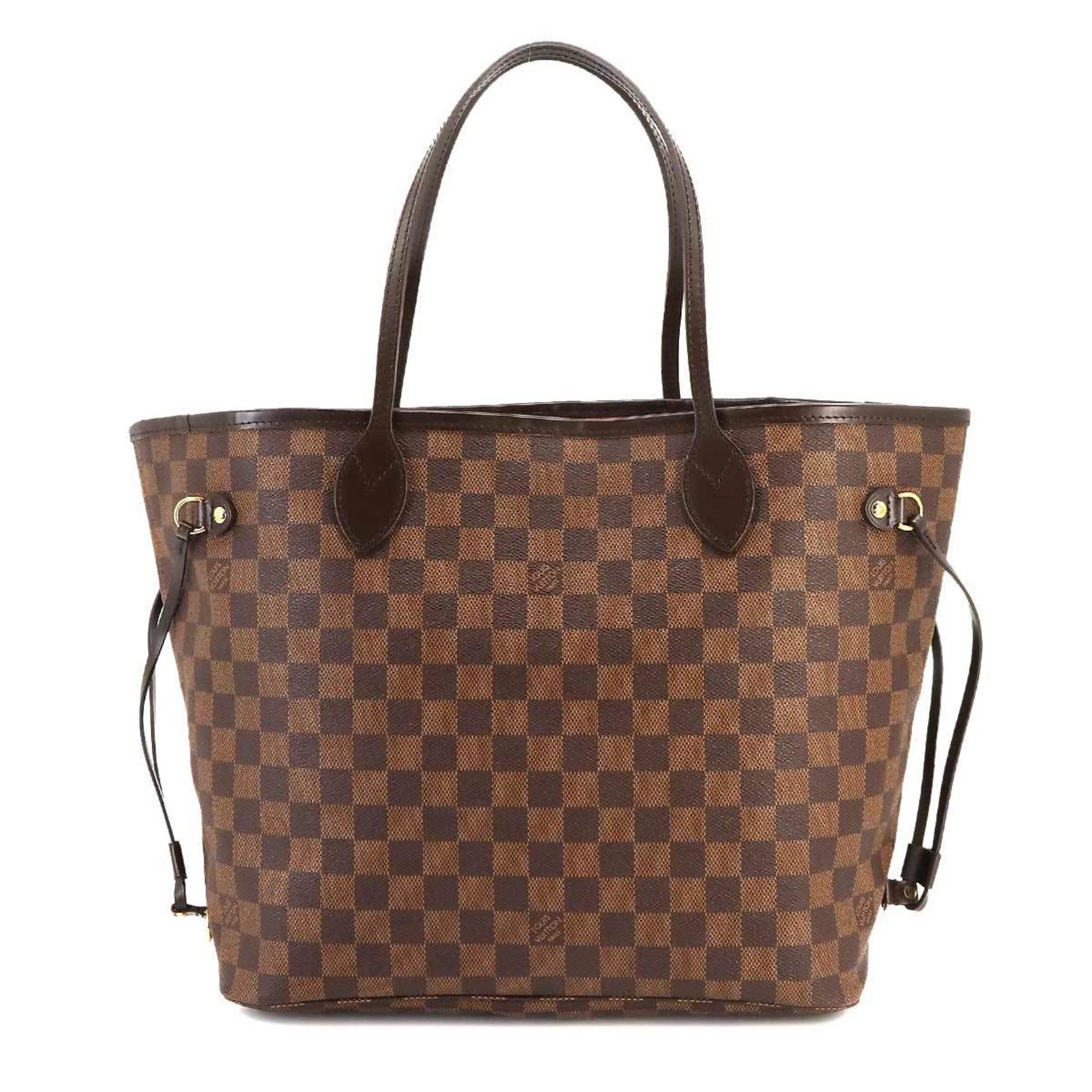 image of Louis Vuitton Damier Neverfull Mm Ebene Threes N51105 Brown in Cerise, Women's