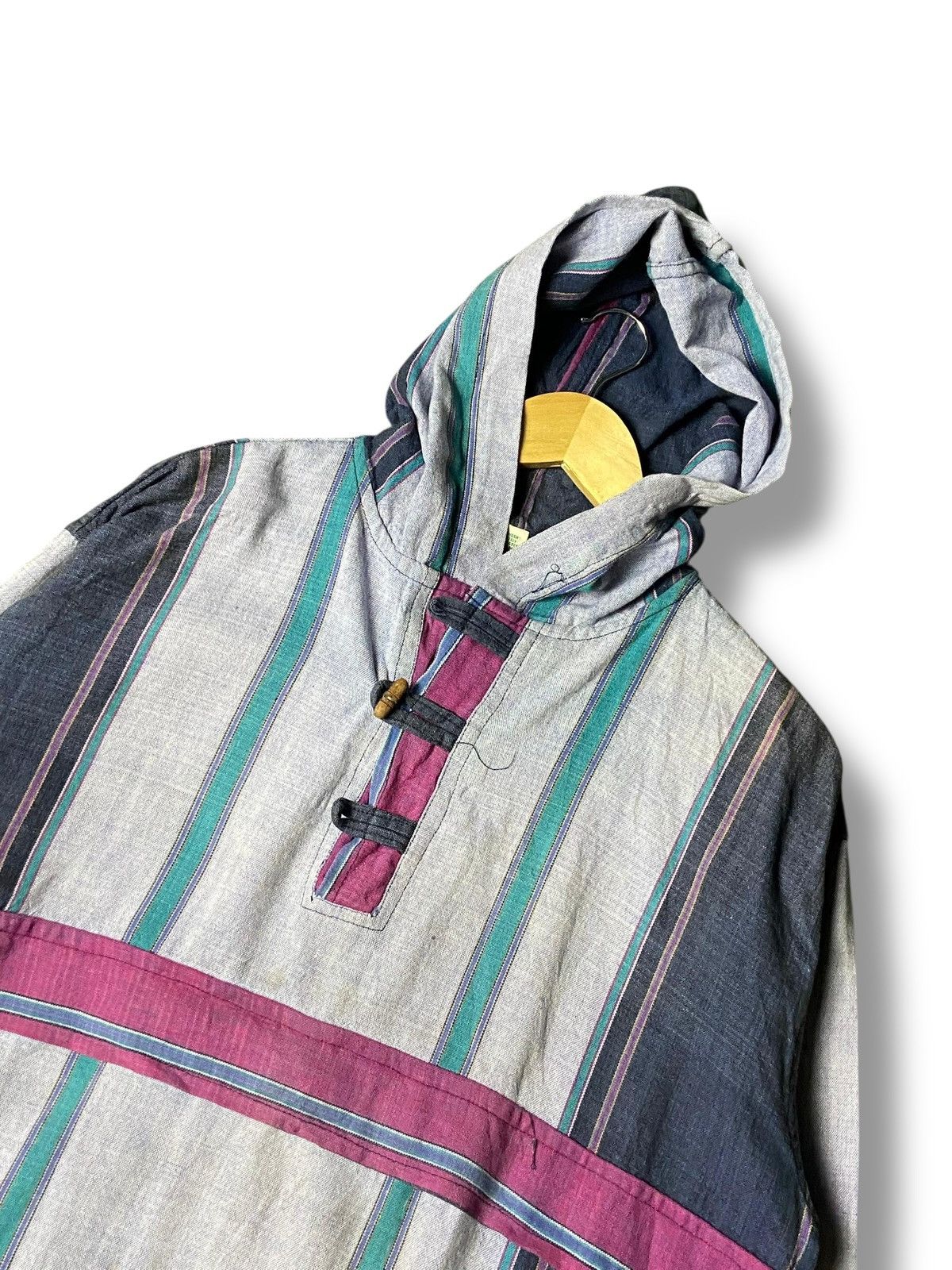 Japanese Brand Vintage Stripes Pullover Jacket with Quarter Button (161) Size US L / EU 52-54 / 3 - 4 Thumbnail