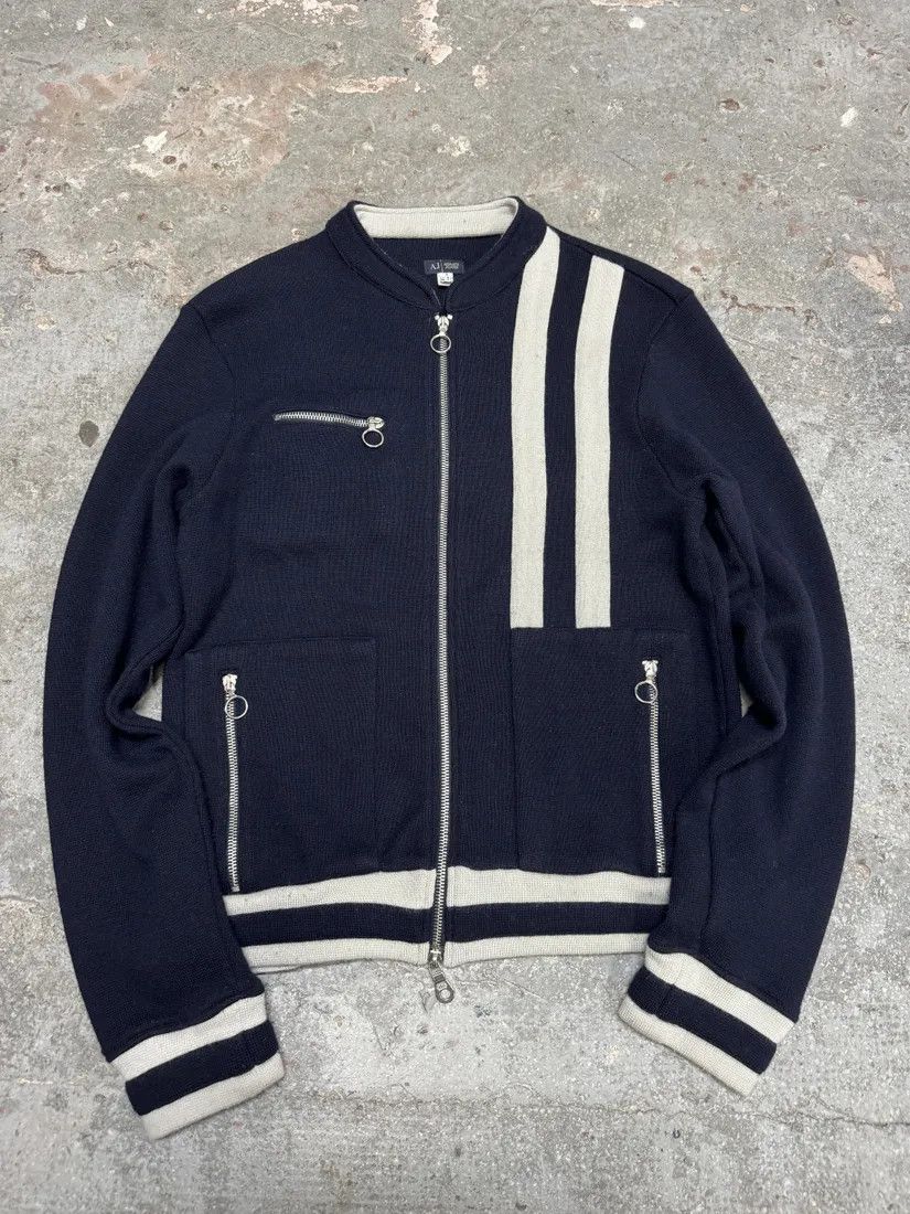 Armani × Vintage 1990s Armani Italian Wool Zip-Up Sweater Size US L / EU 52-54 / 3 - 4 Thumbnail