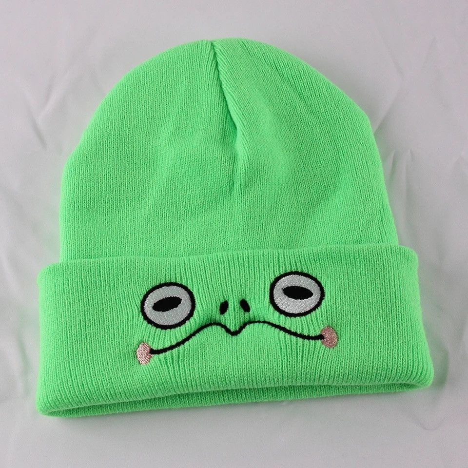 Other Sad Green Frog Knitted Hats Embroidery Size ONE SIZE - 3 Thumbnail