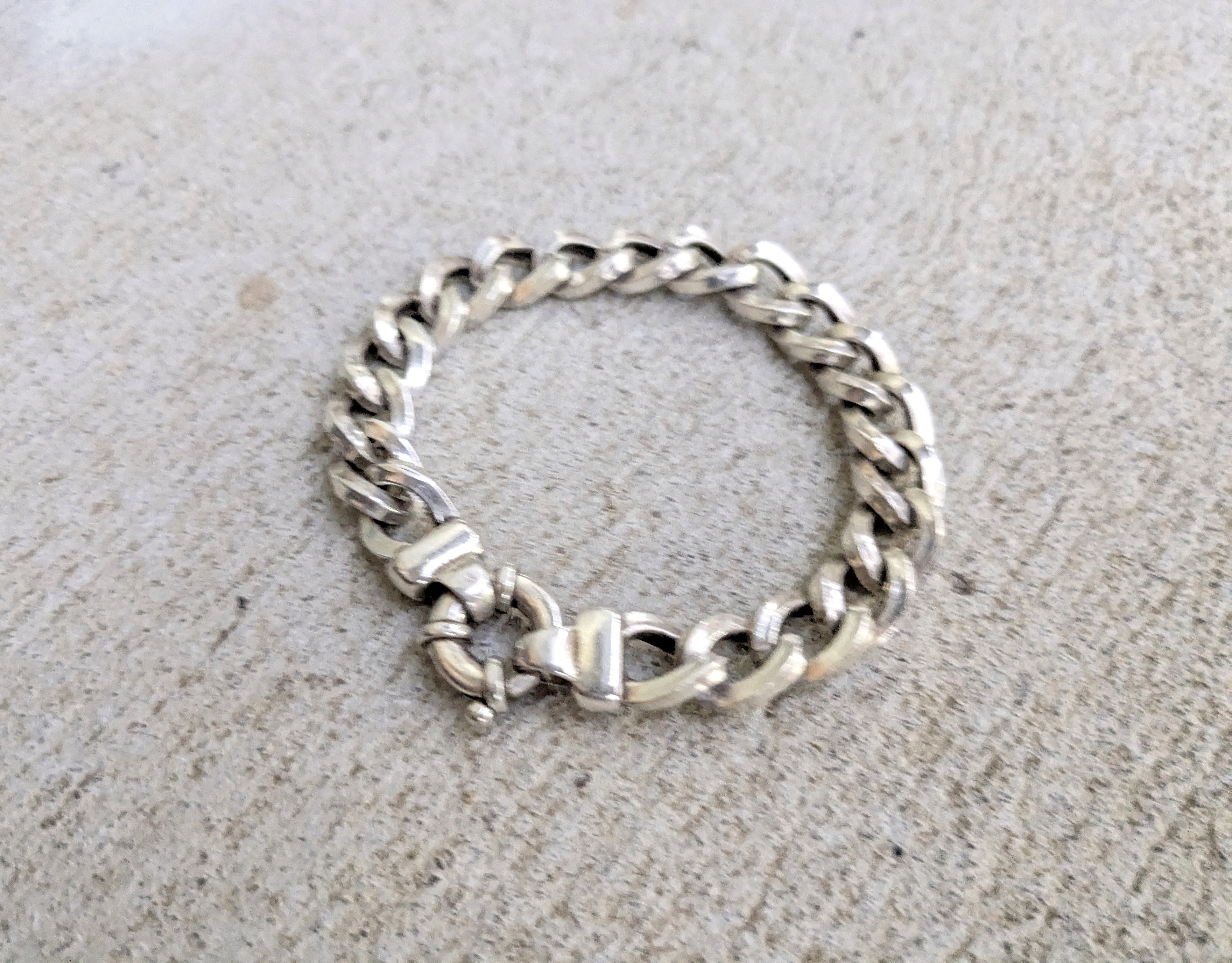 Vintage Vintage Sterling Silver Bracelet Curb Hollow Puffy 8" Italy Size ONE SIZE - 2 Thumbnail