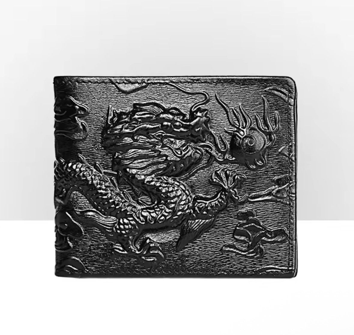 Vintage High Quality Leather Short Wallet 3D Dragon Card Wallet Size ONE SIZE - 1 Thumbnail