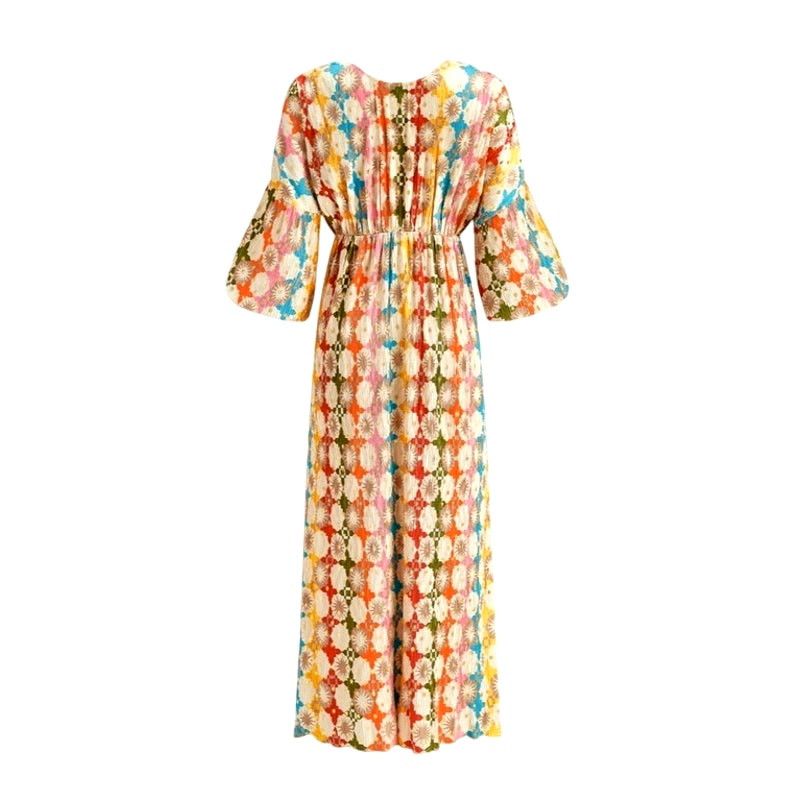 Other Commense Multicolor Jacquard Print V-Neck Long Sleeve Dress Size S / US 4 / IT 40 - 5 Thumbnail