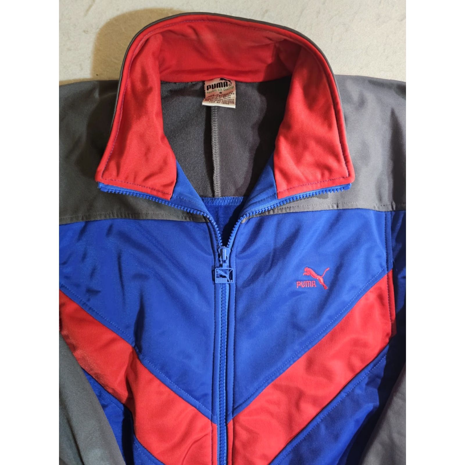 Puma VINTAGE PUMA Jacket Sports Track Style Full Zip Mens S Red White & Blue Geometric Logo Zipper Windbreaker 90s Theme Casual Size US S / EU 44-46 / 1 - 3 Thumbnail